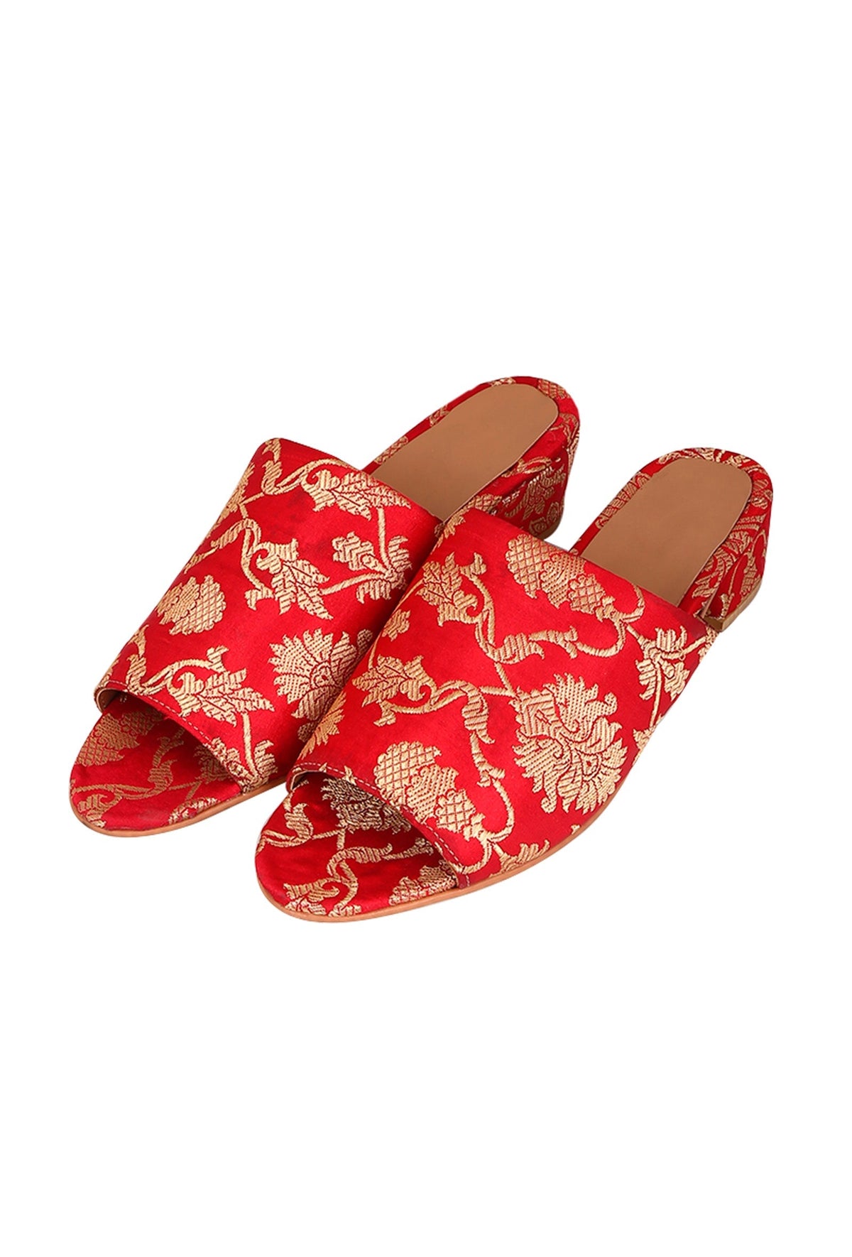 Red Brocade Block Heels サイズ EU38