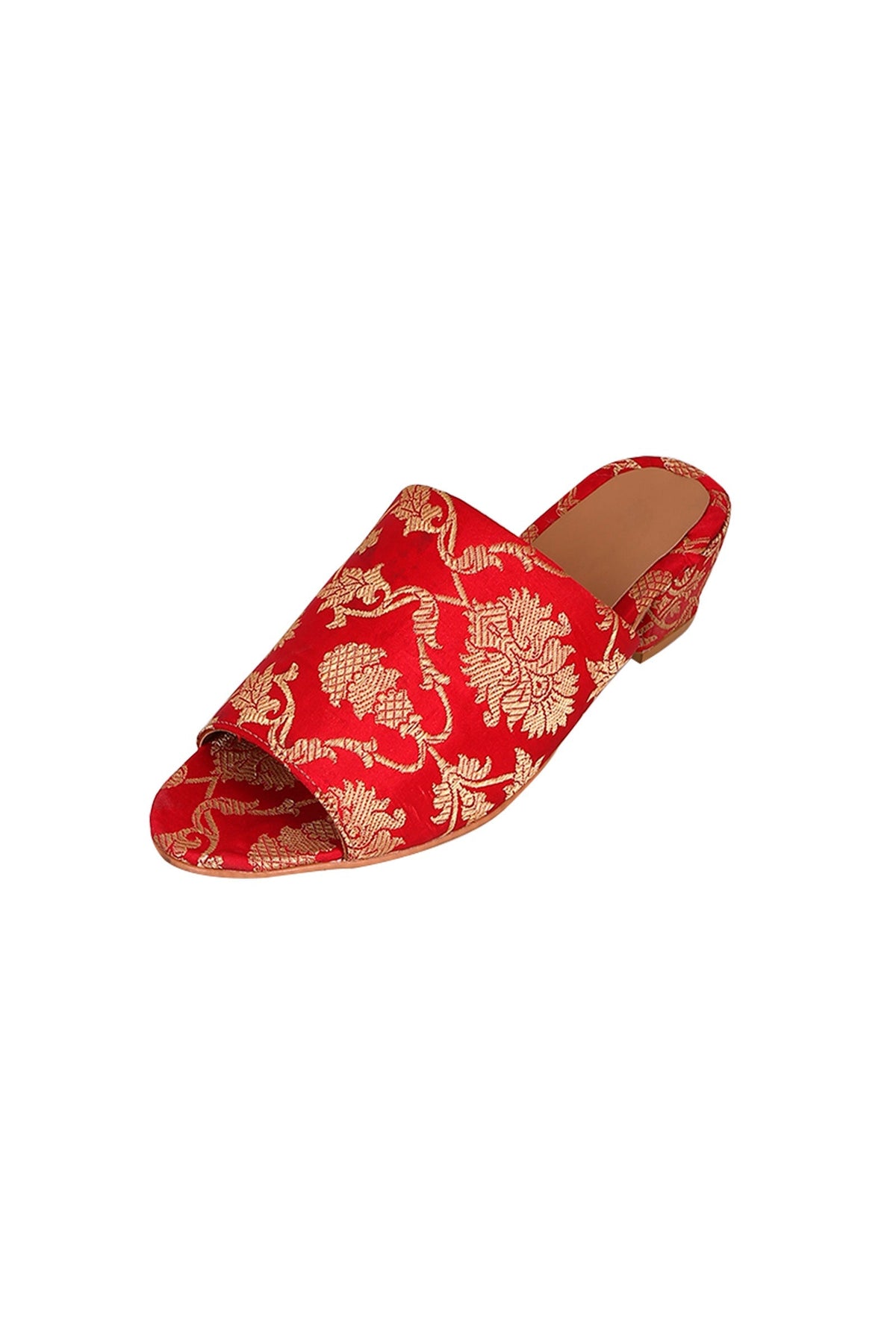 Red Brocade Block Heels サイズ EU36