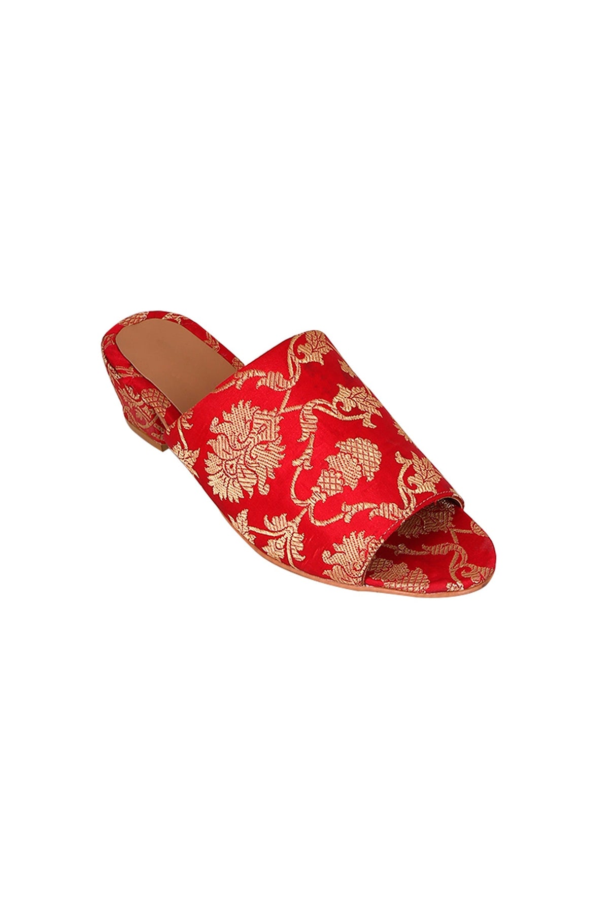 Red Brocade Block Heels サイズ EU38