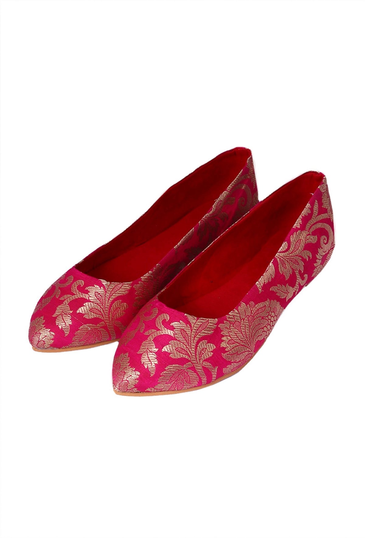 Fuchsia Brocade Pointed Toe Ballerina Flats サイズ EU39