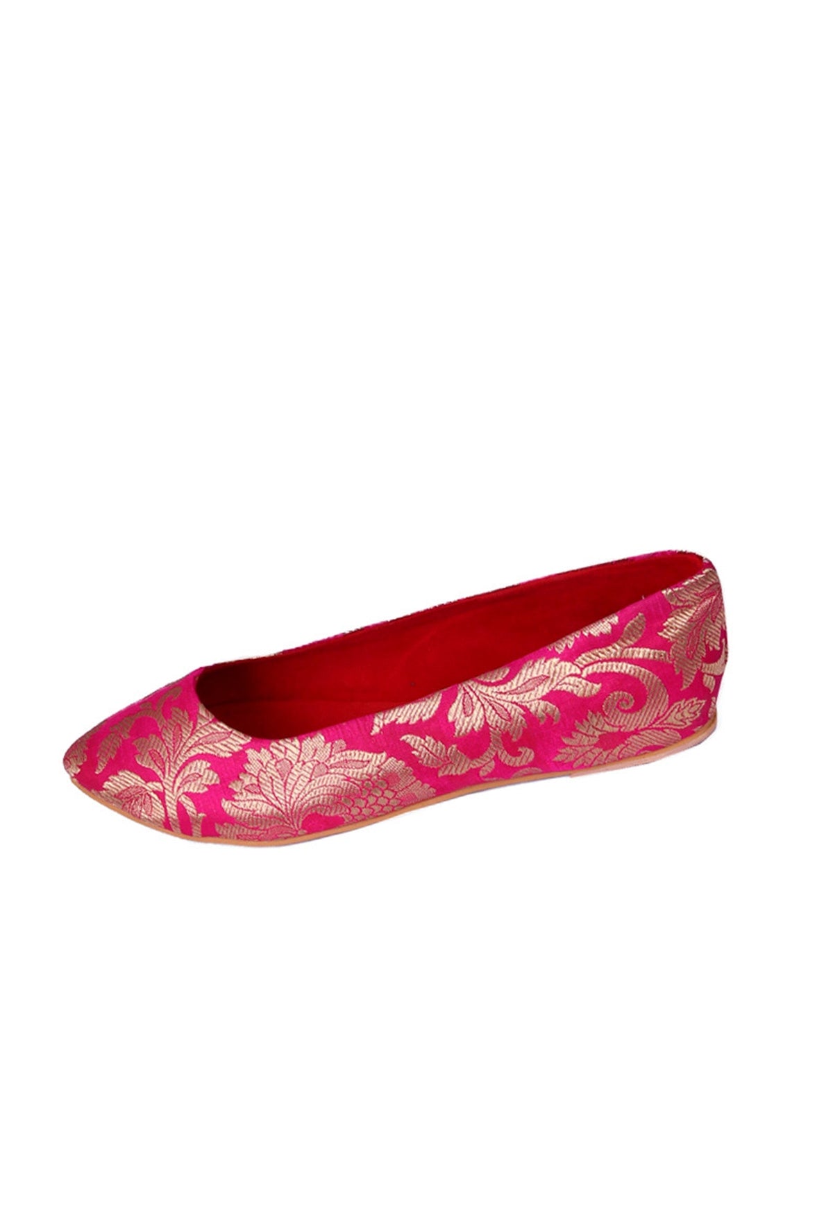 Fuchsia Brocade Pointed Toe Ballerina Flats サイズ EU39