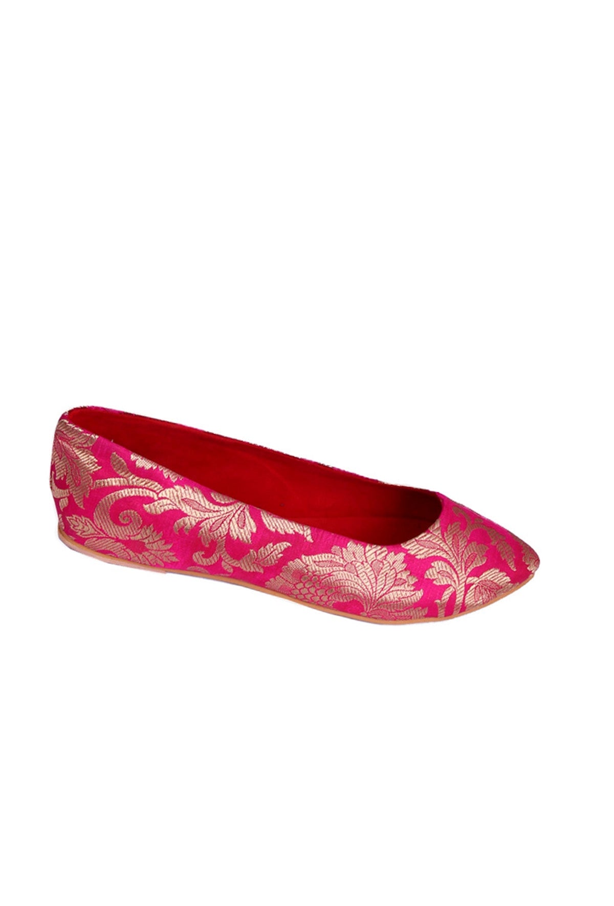 Fuchsia Brocade Pointed Toe Ballerina Flats サイズ EU40