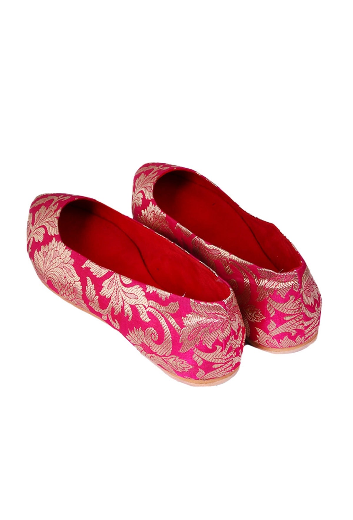 Fuchsia Brocade Pointed Toe Ballerina Flats サイズ EU40