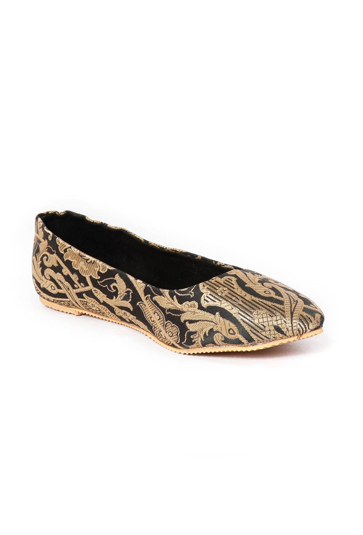 Black Pointed Toe Brocade Ballerina Flats サイズ EU37