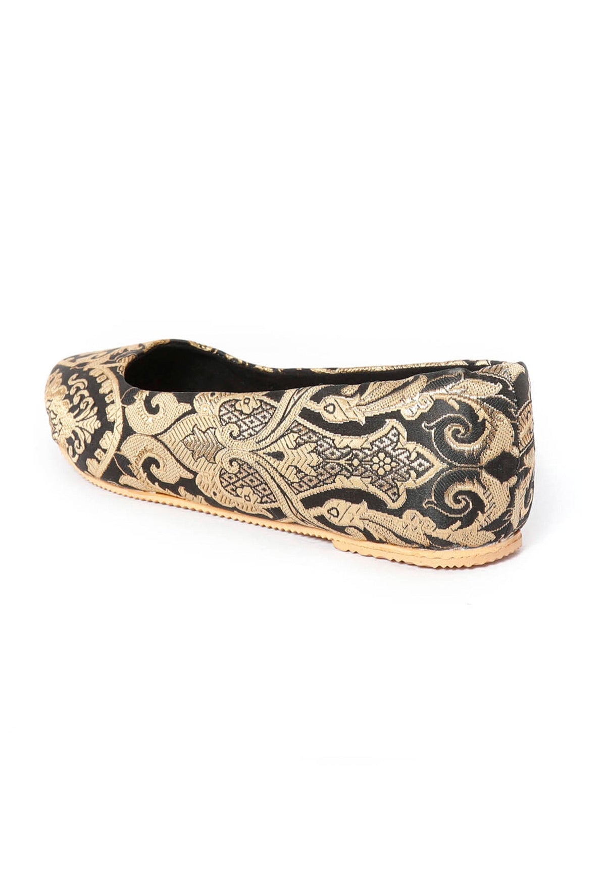 Black Pointed Toe Brocade Ballerina Flats サイズ EU37
