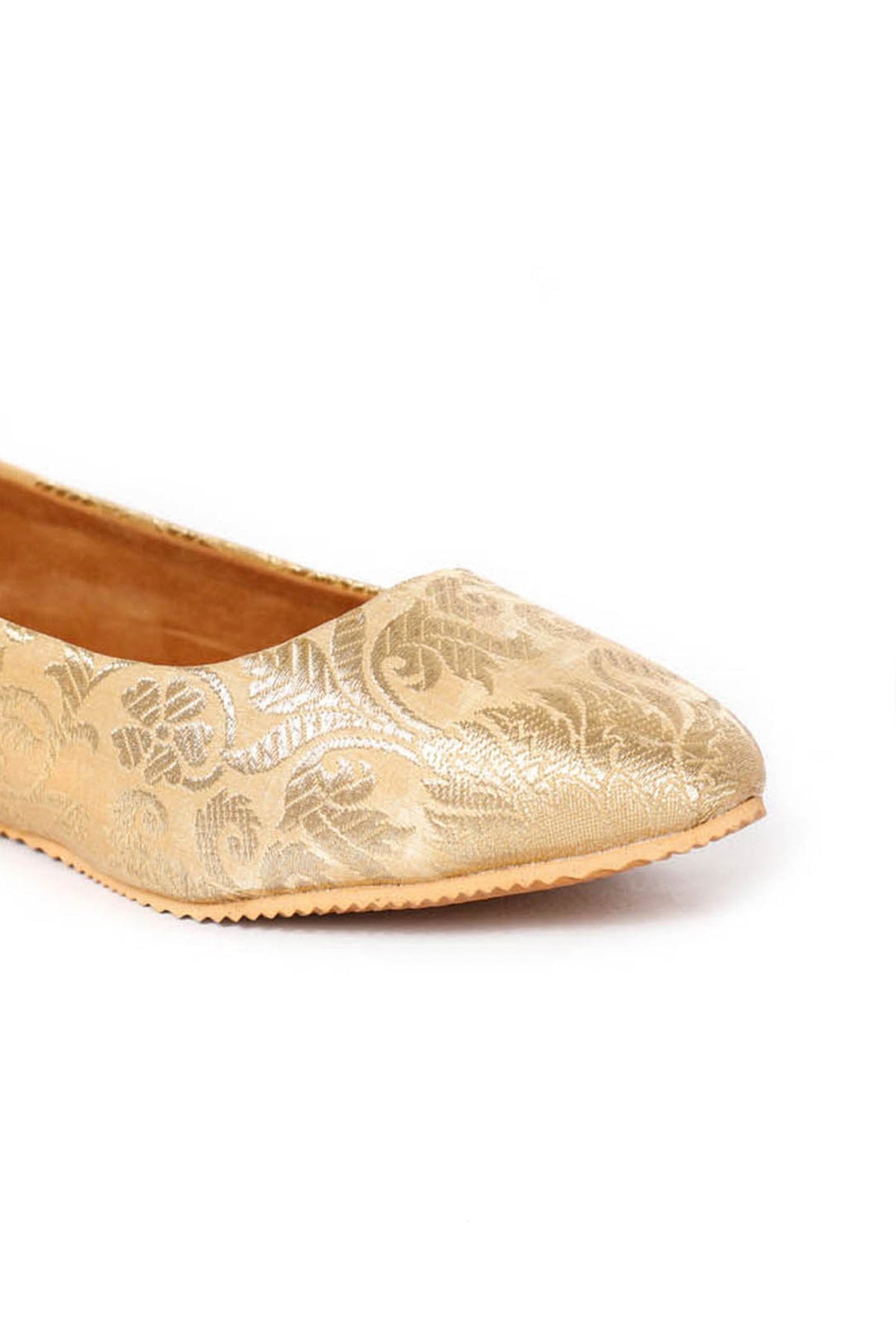 Beige Pointed Toe Brocade Ballerina Flats サイズ EU38