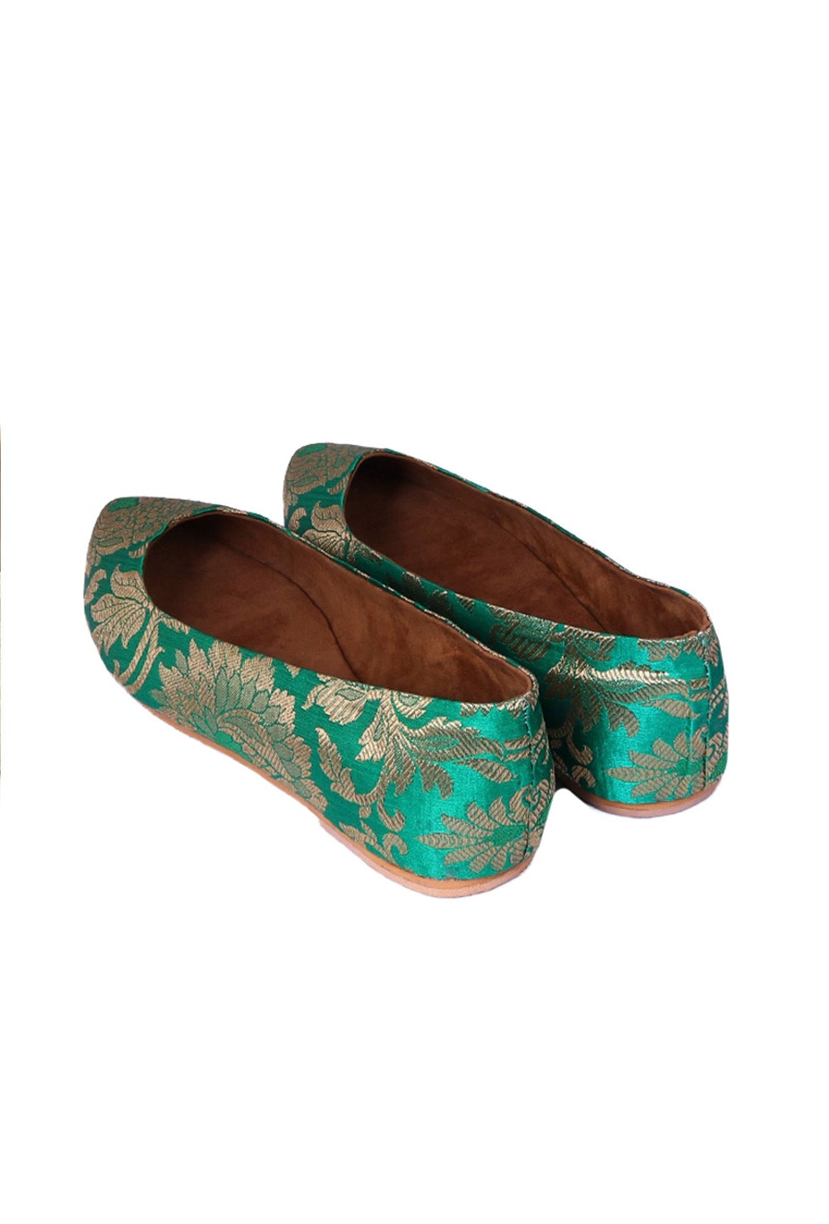 Green Pointed Toe Brocade Ballerina Flats サイズ EU38