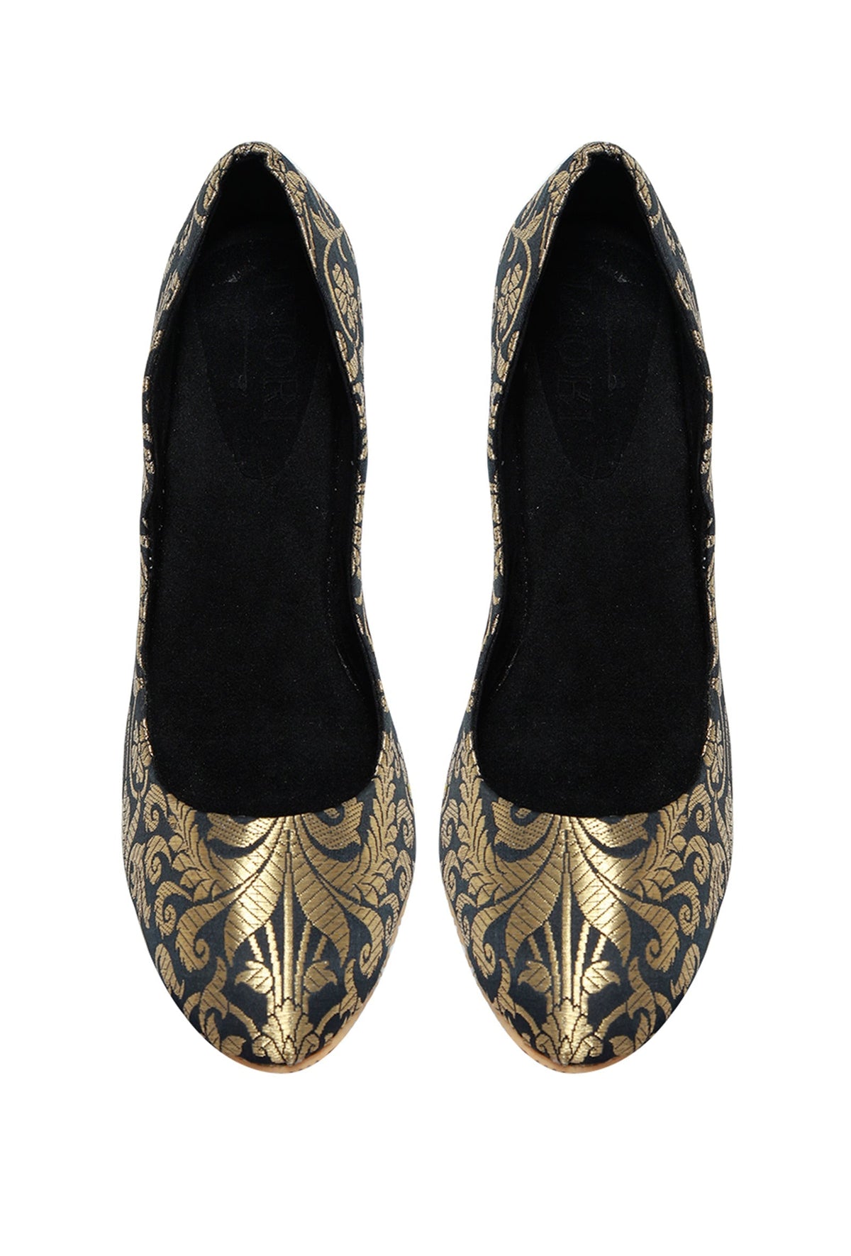 Black Brocade Pencil Heels サイズ EU35
