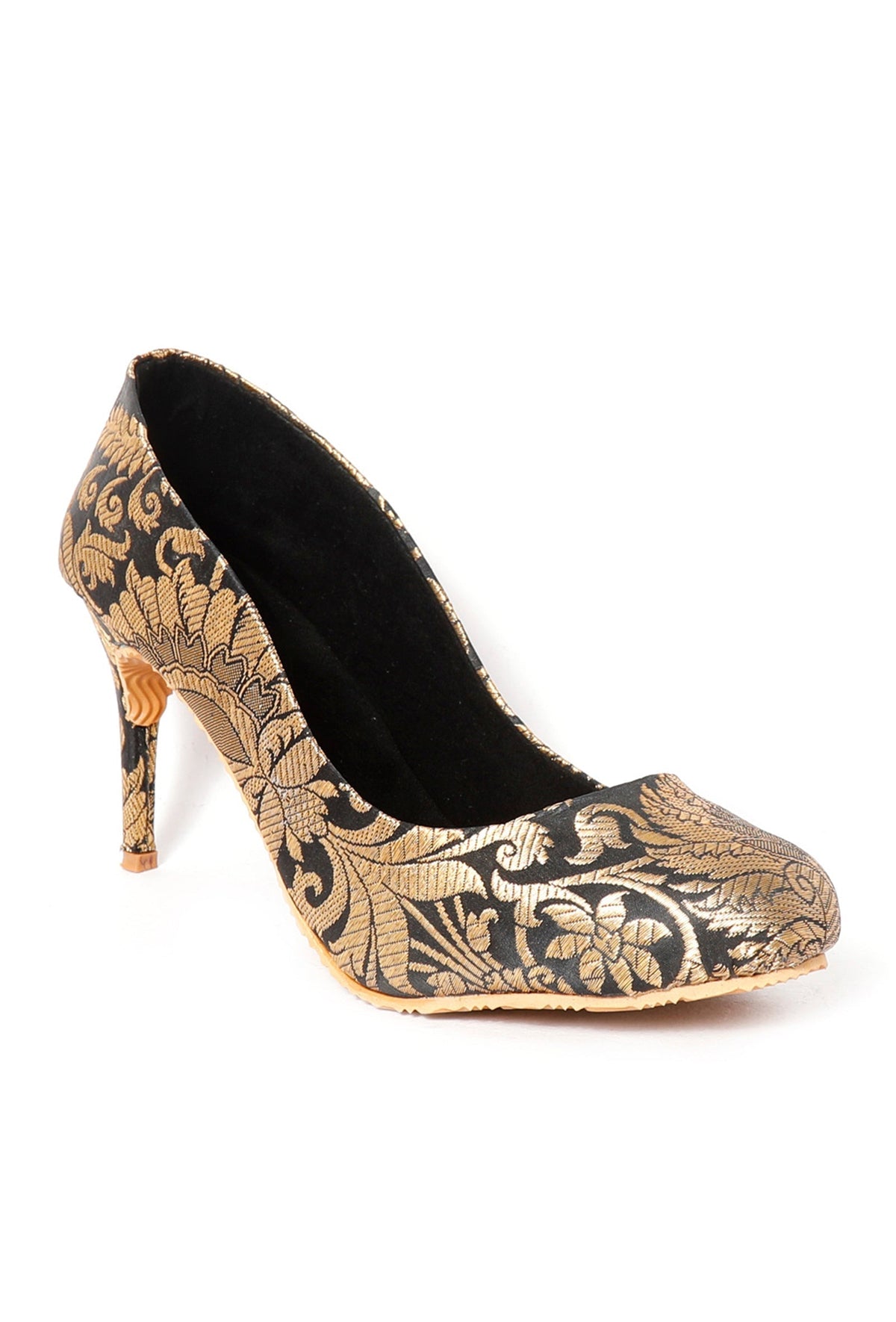 Black Brocade Pencil Heels サイズ EU38