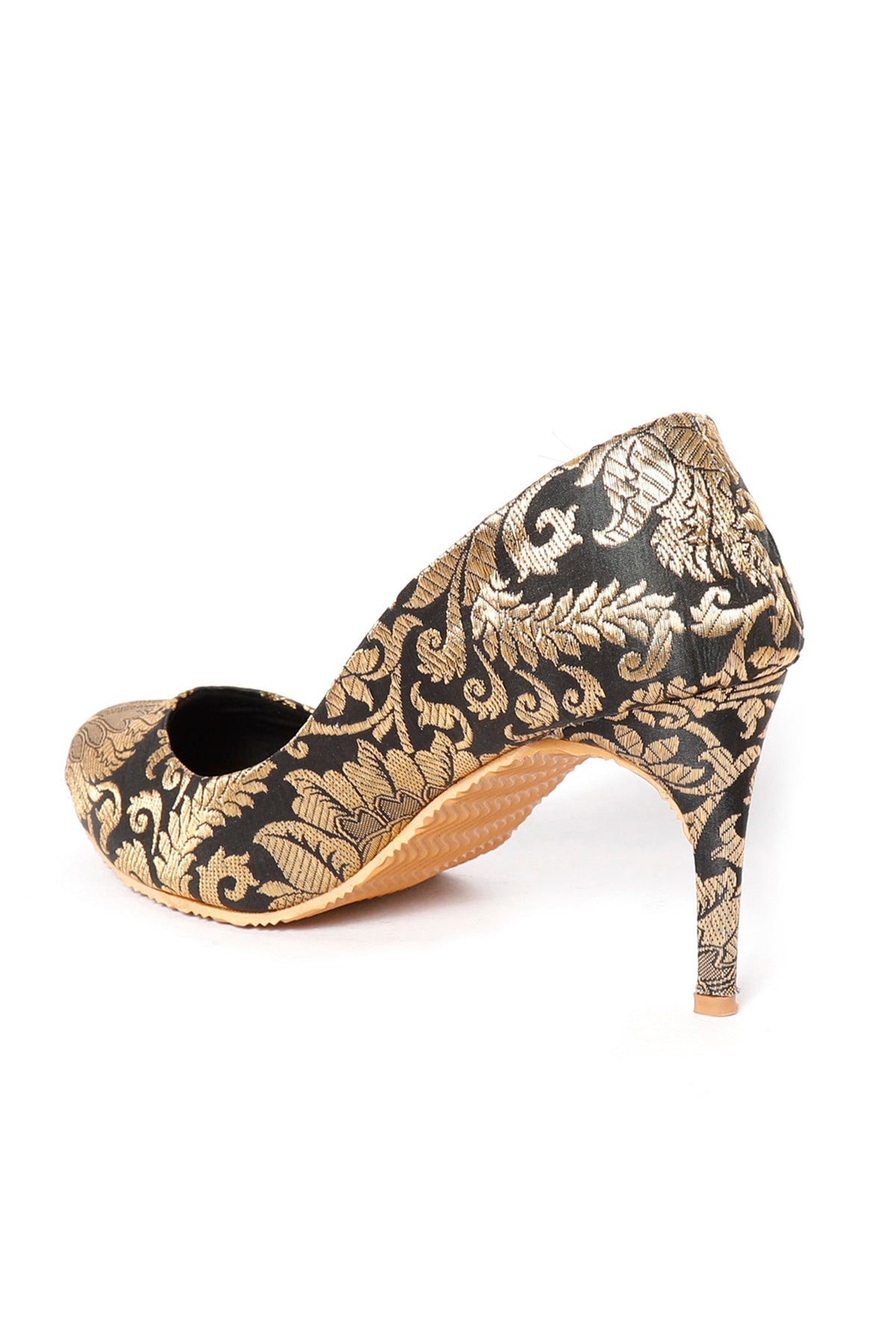Black Brocade Pencil Heels サイズ EU35