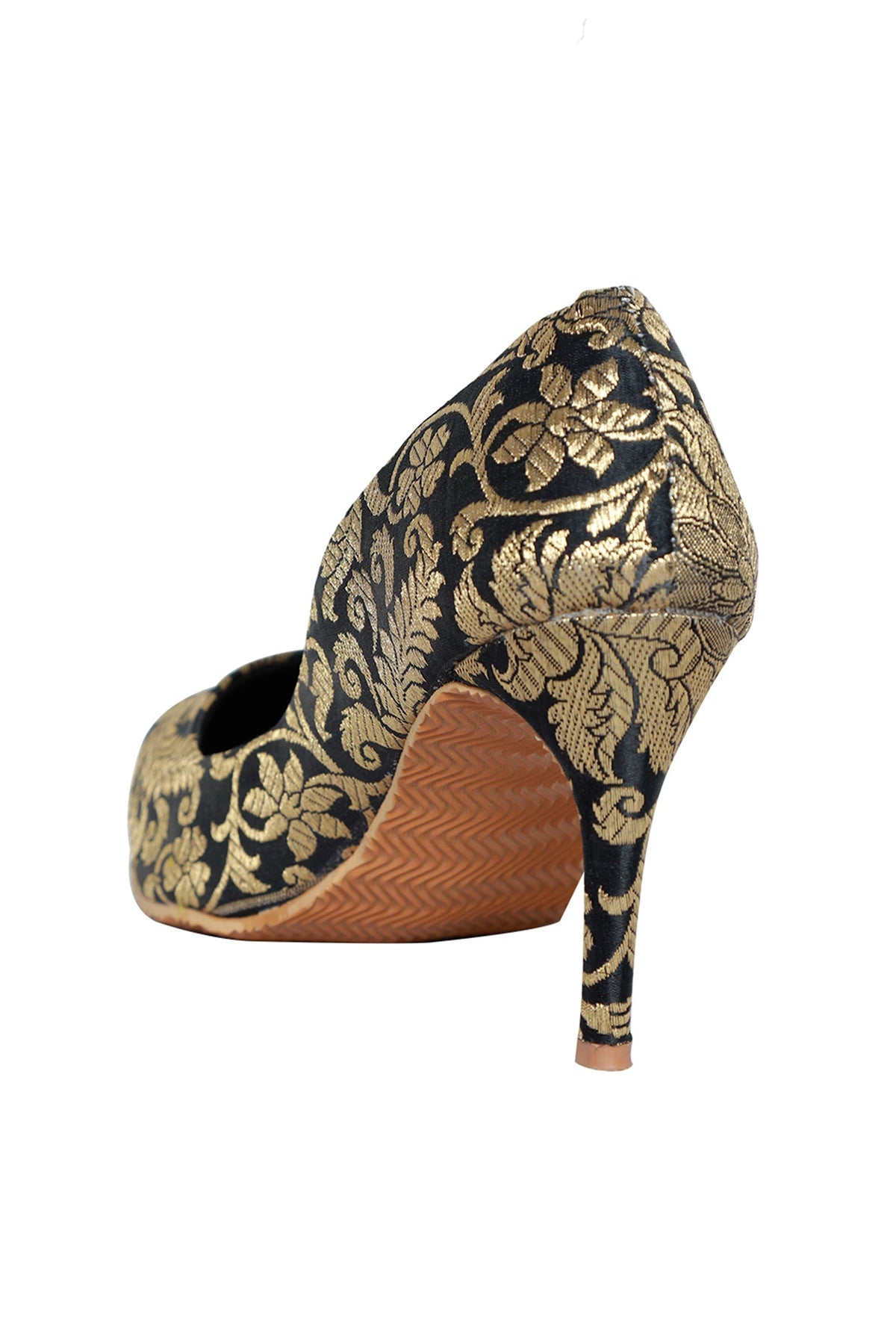 Black Brocade Pencil Heels サイズ EU39
