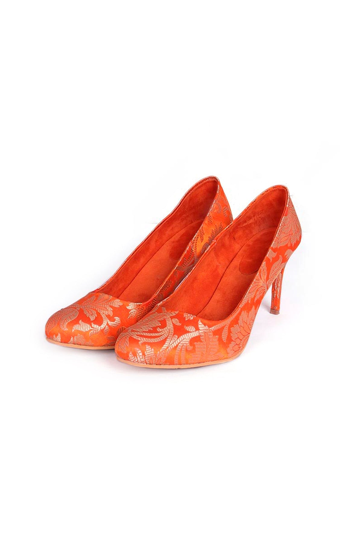 Orange Brocade Pencil Heels サイズ EU38