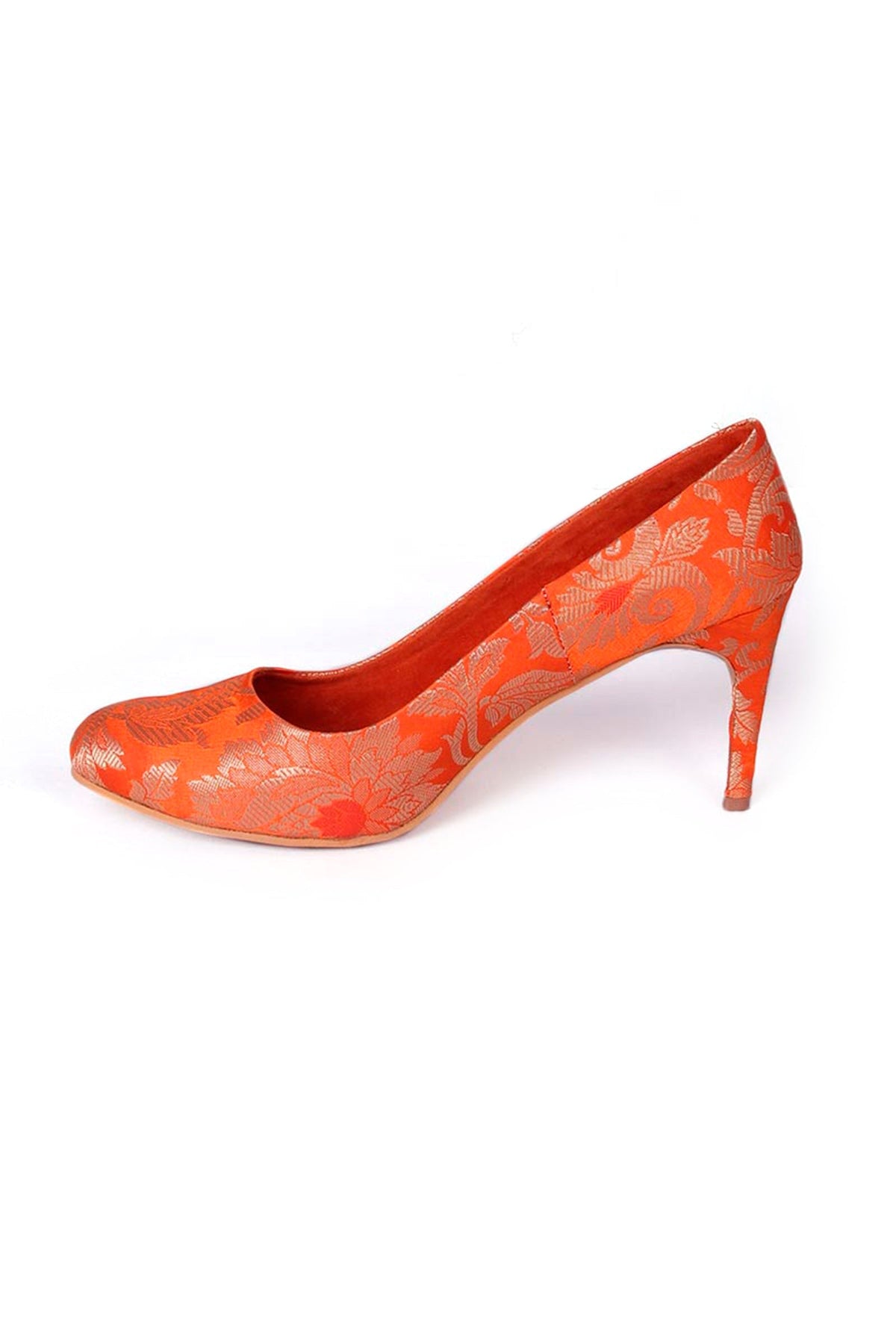 Orange Brocade Pencil Heels サイズ EU38