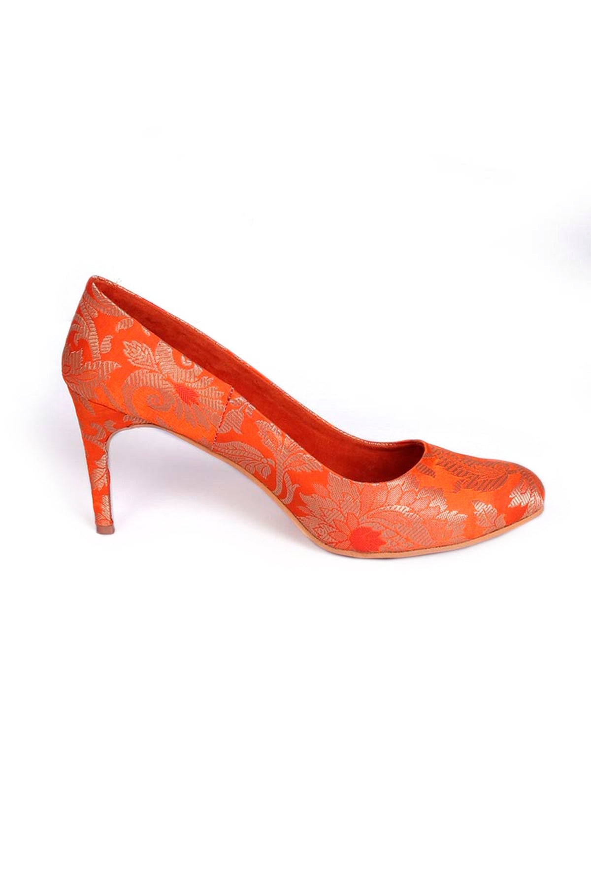 Orange Brocade Pencil Heels サイズ EU38