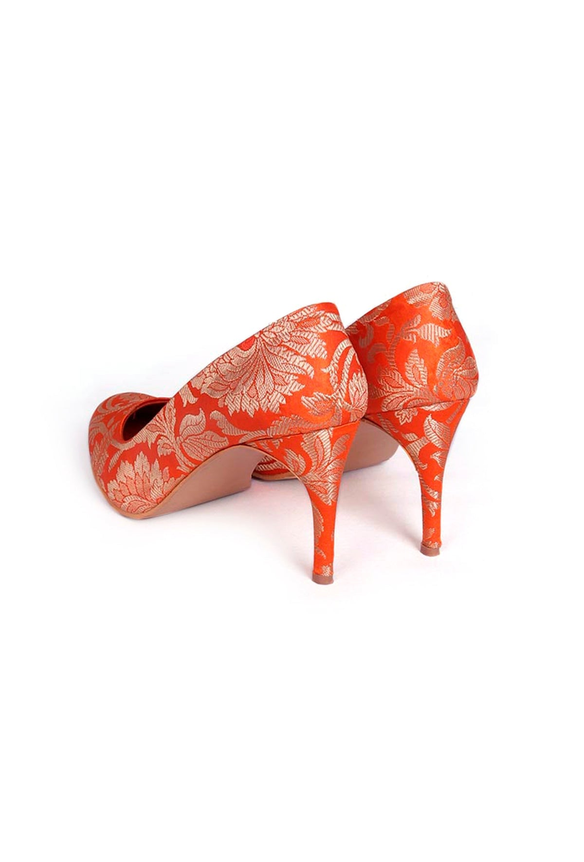 Orange Brocade Pencil Heels サイズ EU39