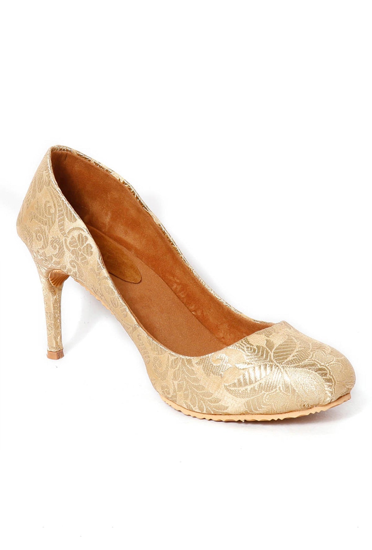 Beige Pencil Heels in Brocade サイズ EU42