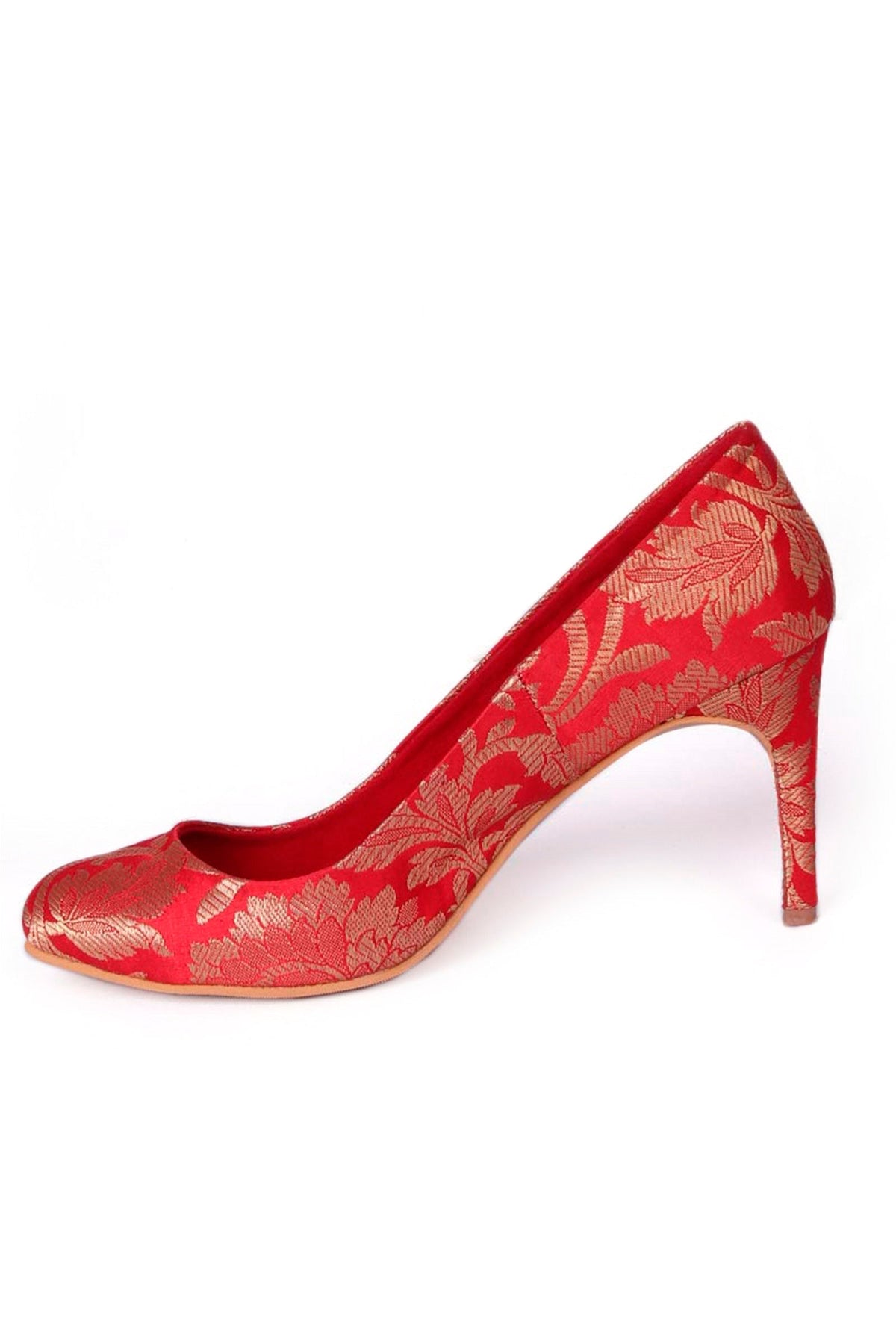 Red Pencil Heels in Brocade サイズ EU36