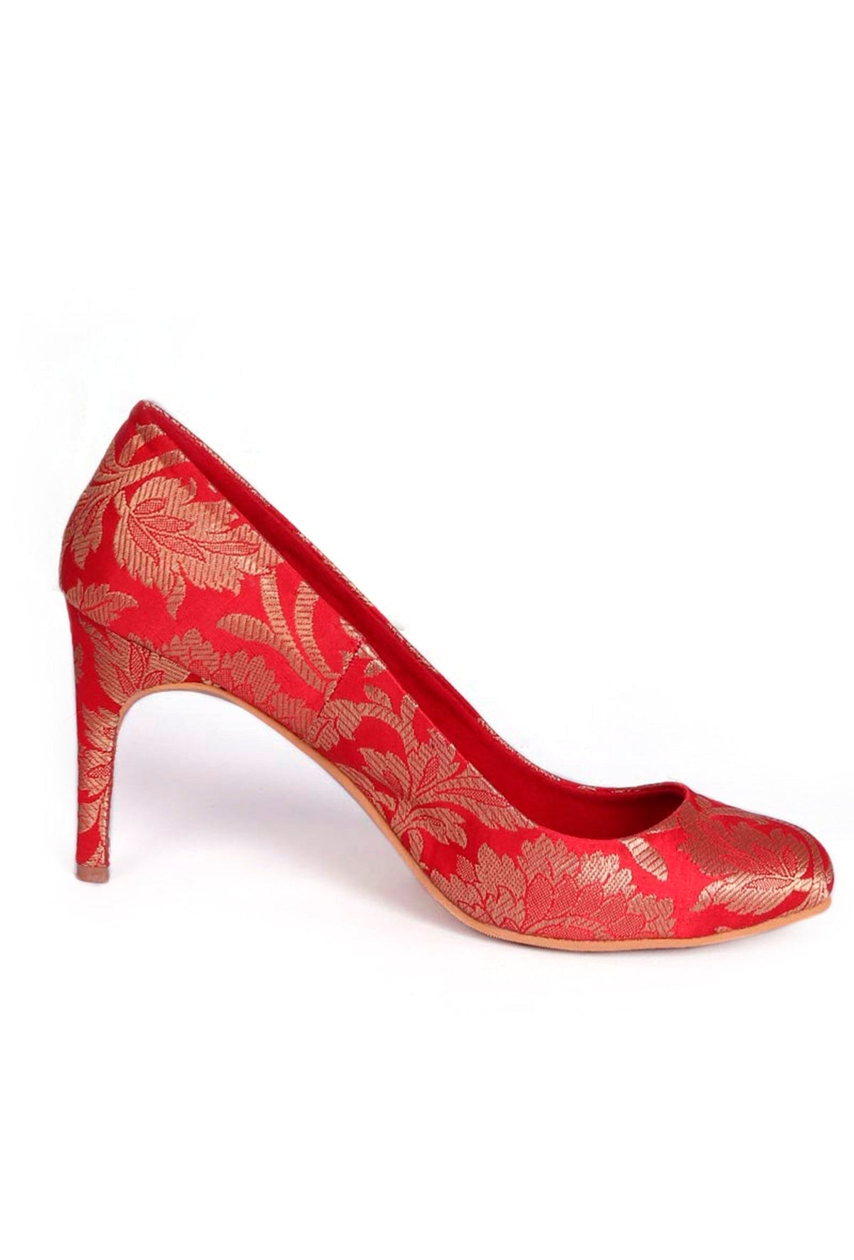 Red Pencil Heels in Brocade サイズ EU42