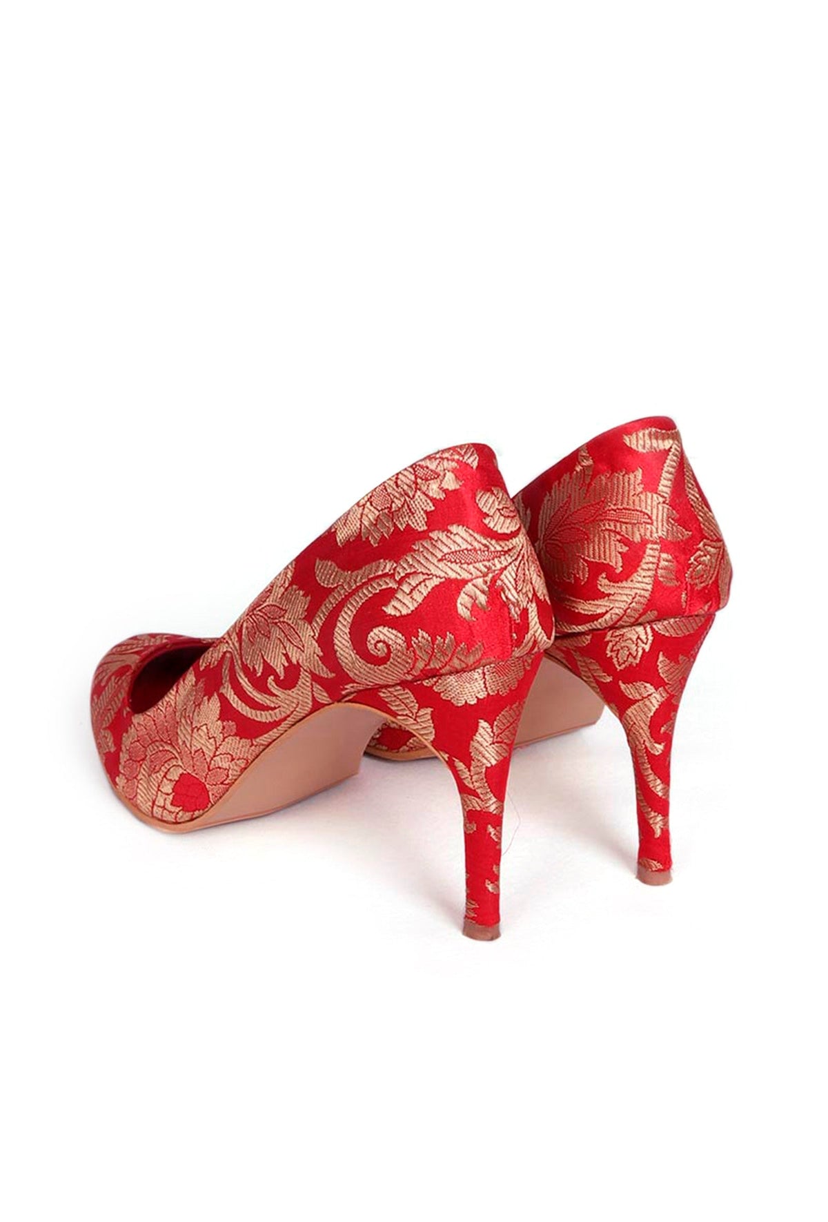 Red Pencil Heels in Brocade サイズ EU38