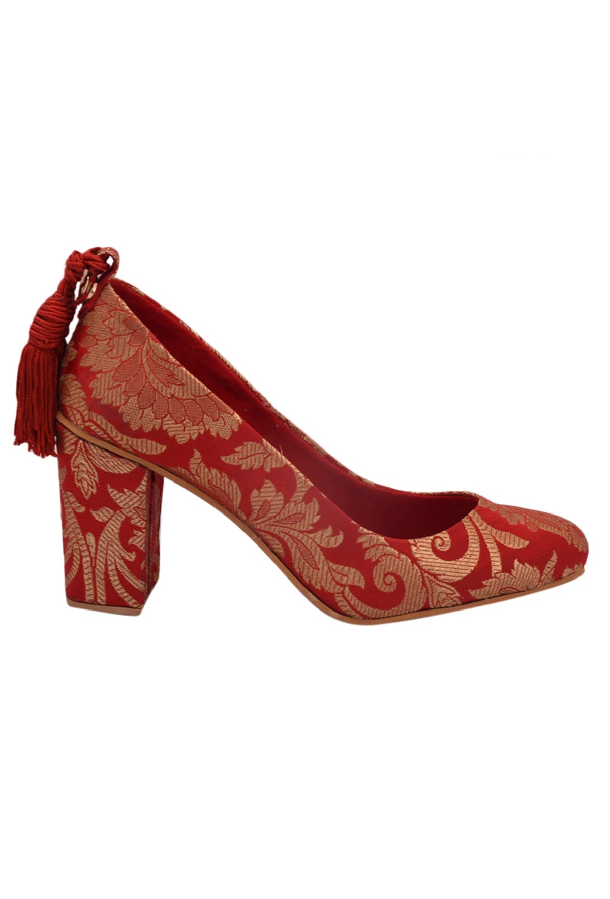 Red Brocade Block Heel サイズ EU37