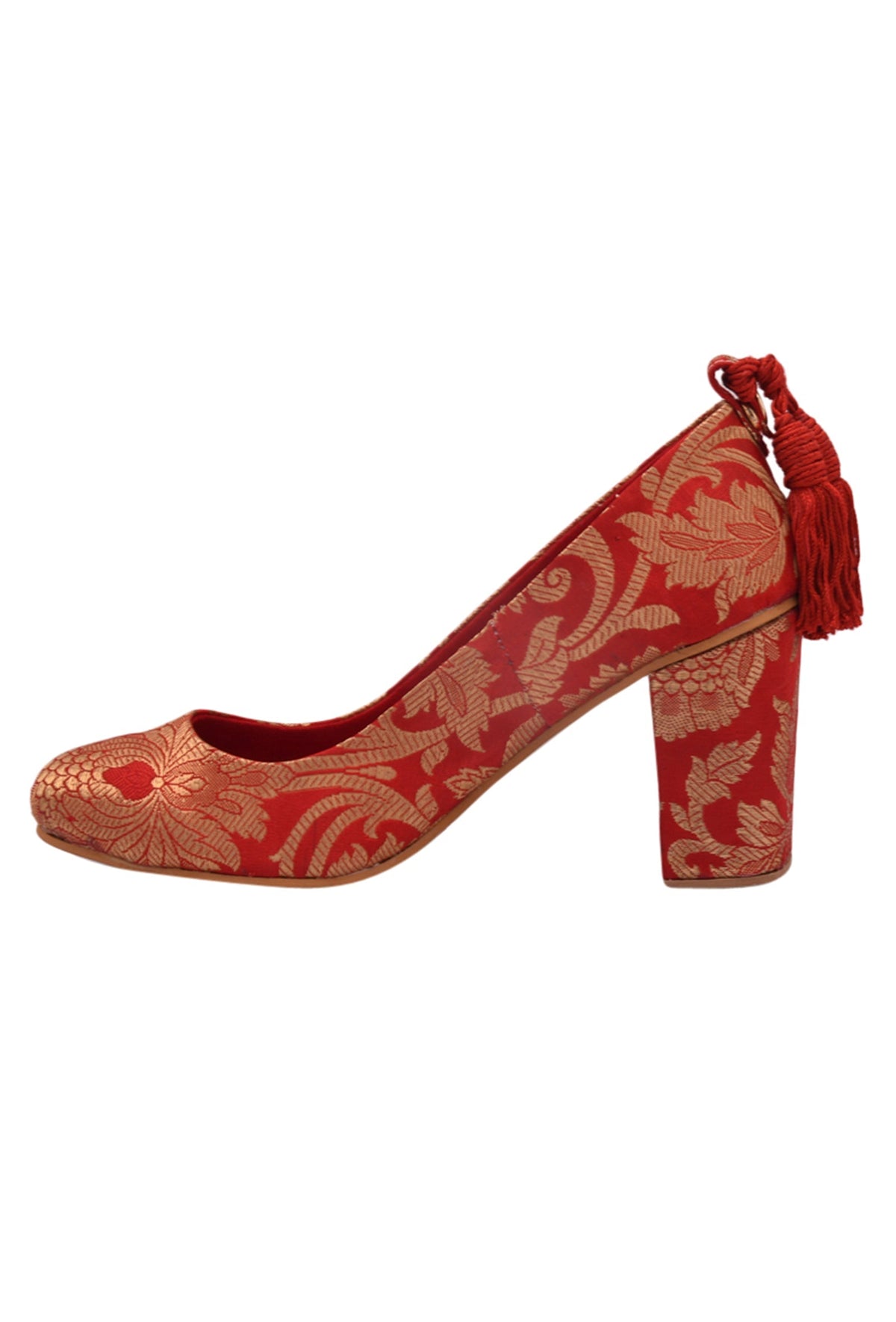 Red Brocade Block Heel サイズ EU38