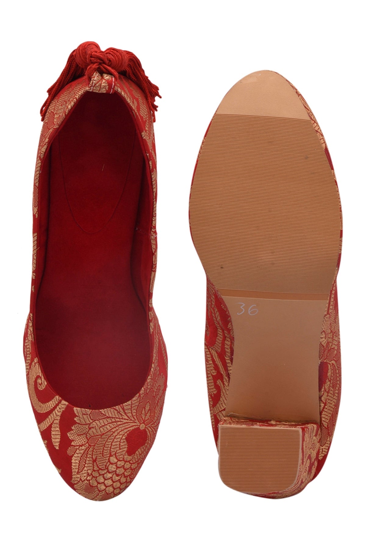 Red Brocade Block Heel サイズ EU38