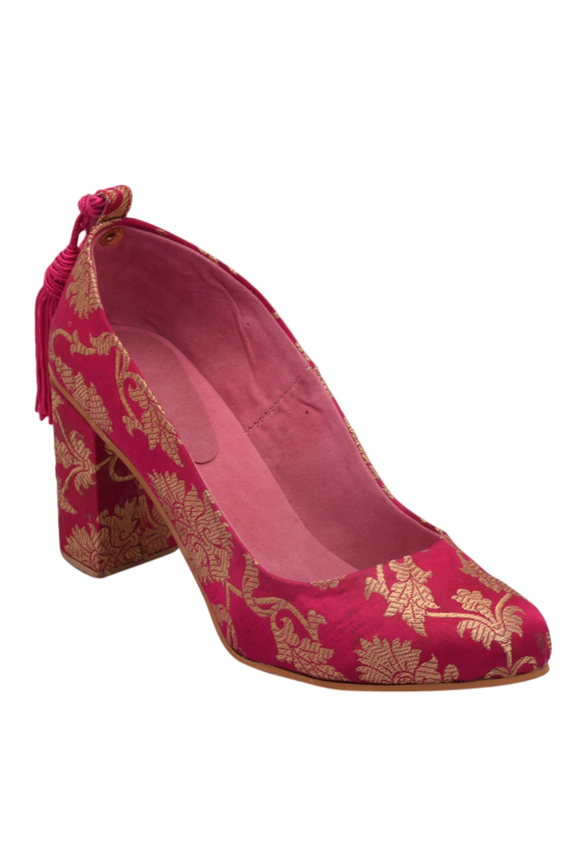 Pink Brocade Block Heel サイズ EU37
