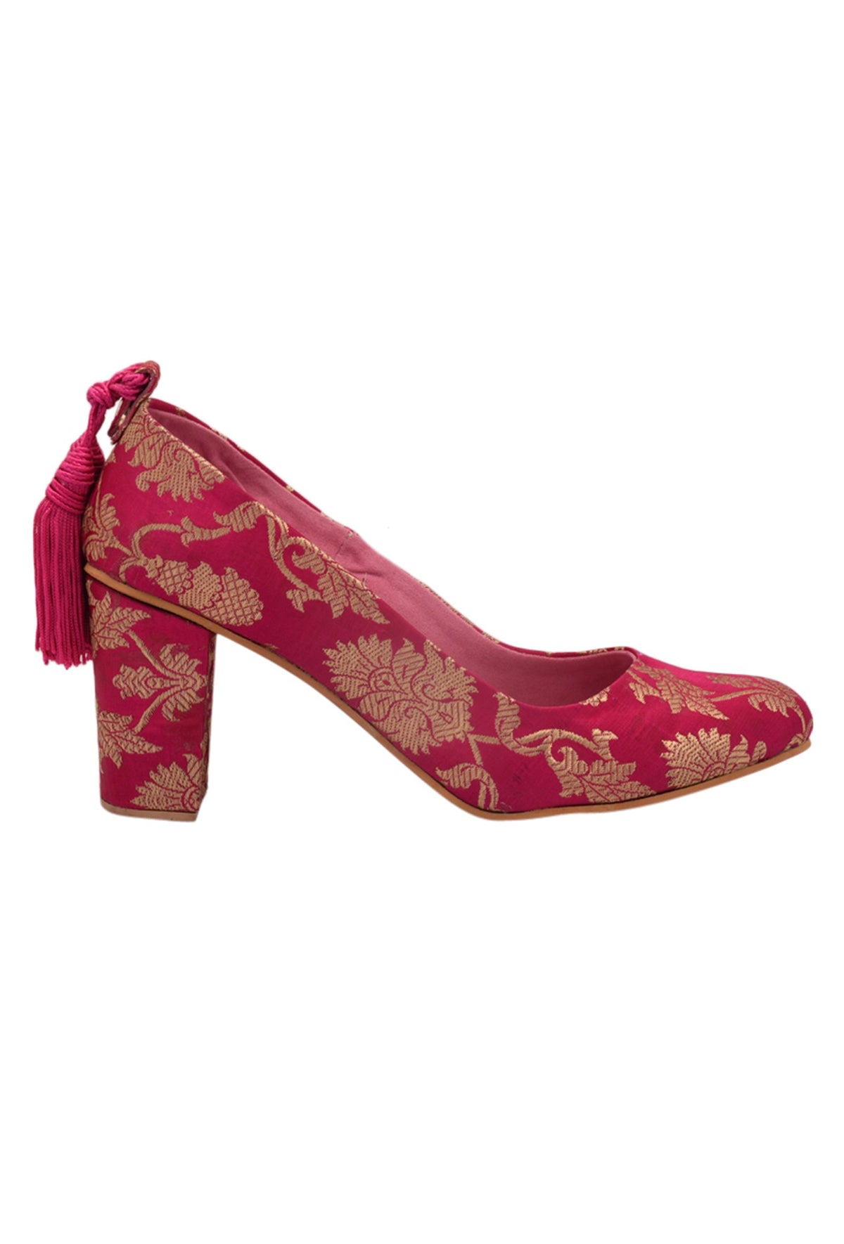 Pink Brocade Block Heel サイズ EU41