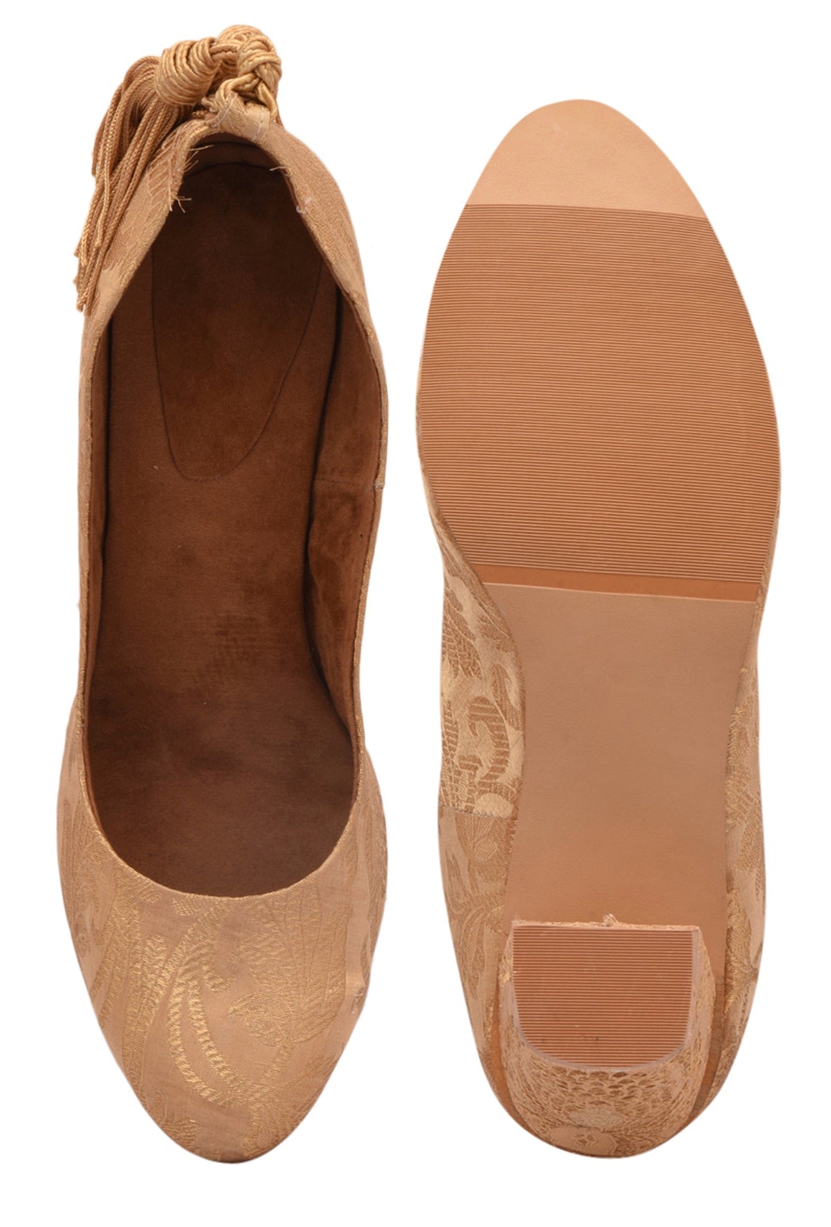 Beige Brocade Block Heel サイズ EU38