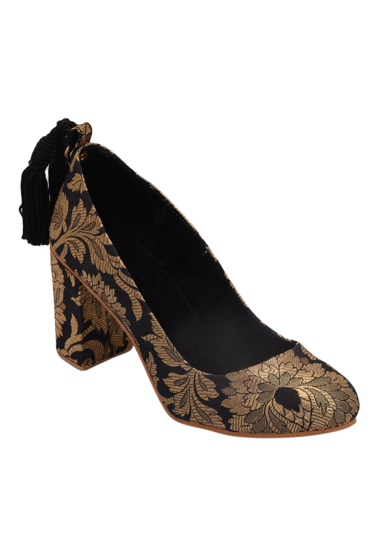 Black Brocade Block Heel サイズ EU36