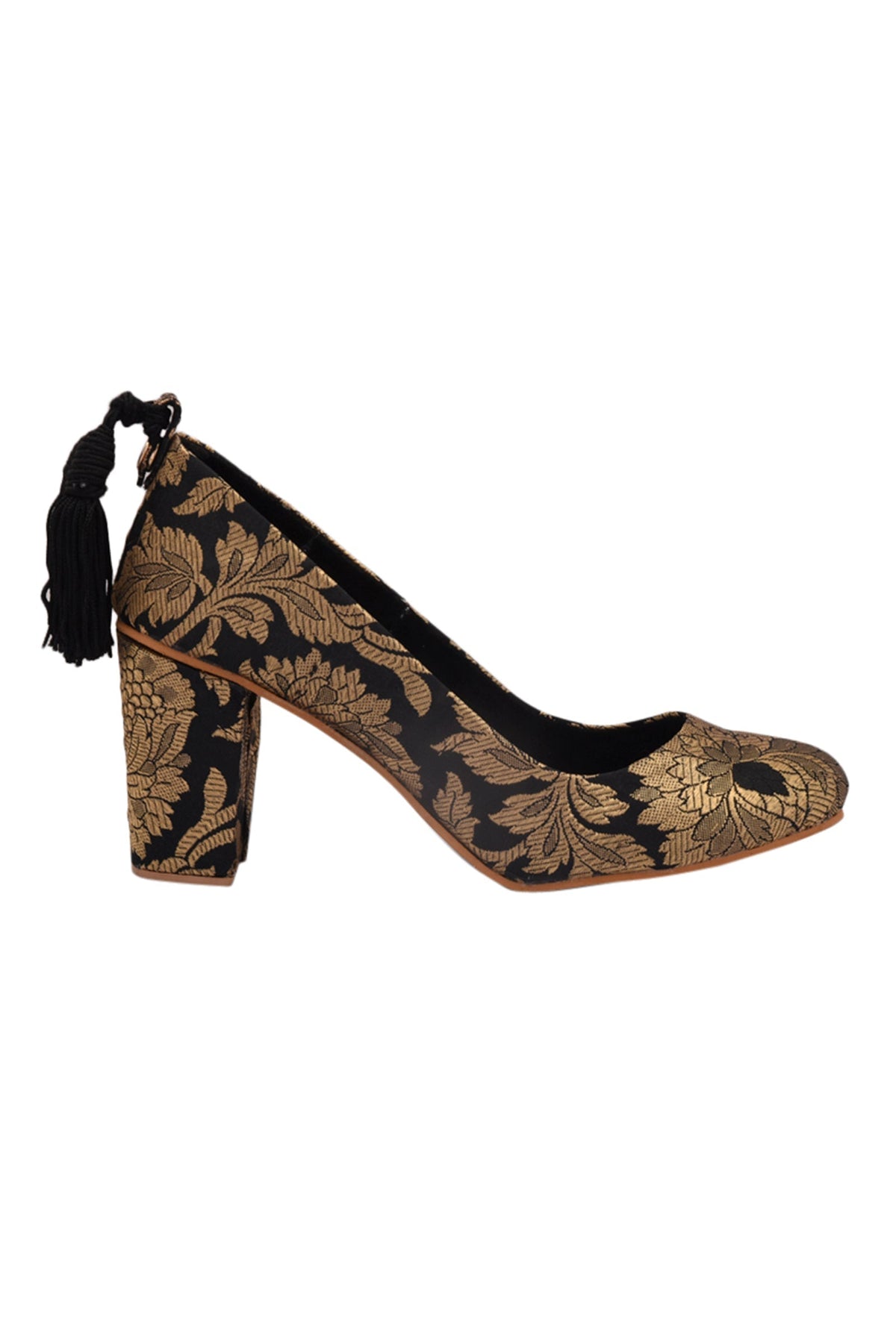 Black Brocade Block Heel サイズ EU41