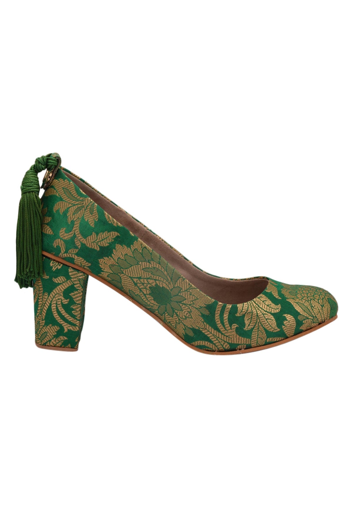 Green Brocade Block Heel サイズ EU38