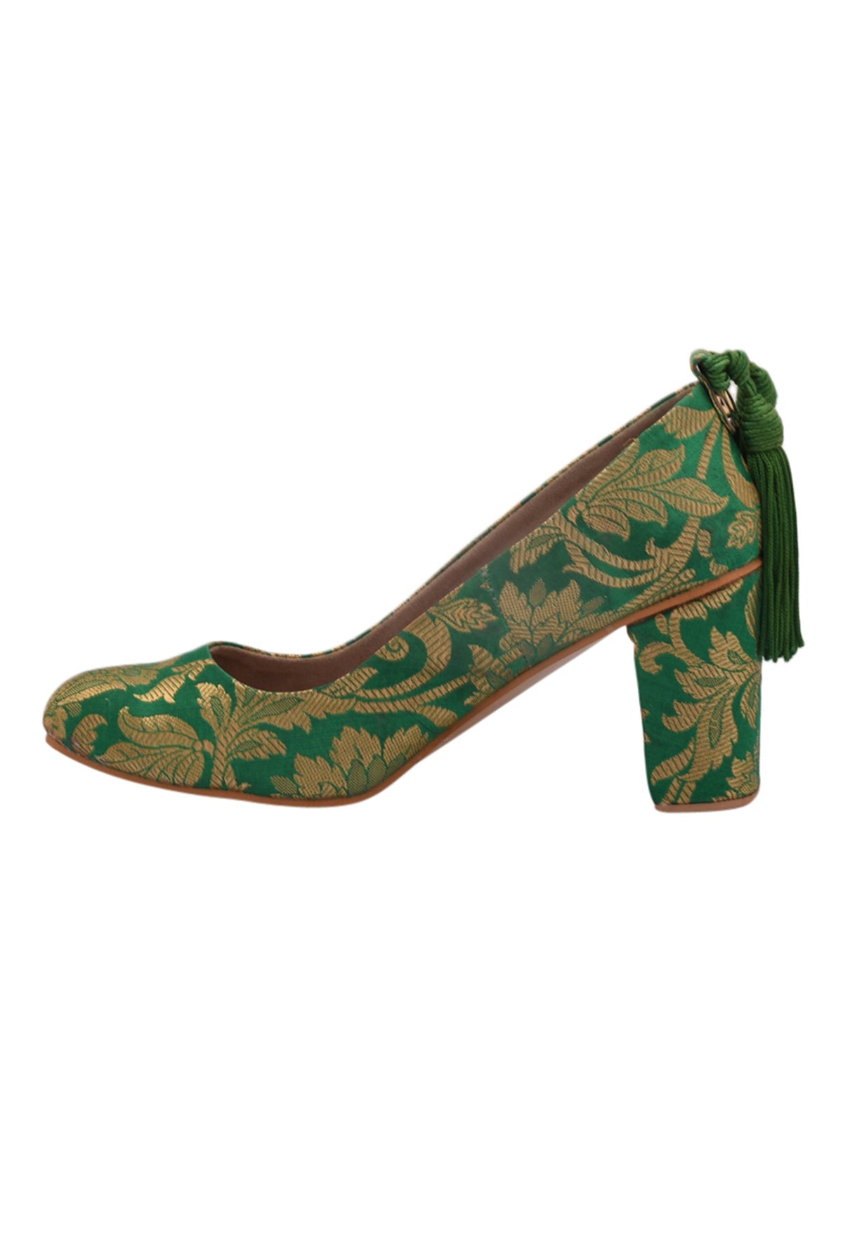 Green Brocade Block Heel サイズ EU41