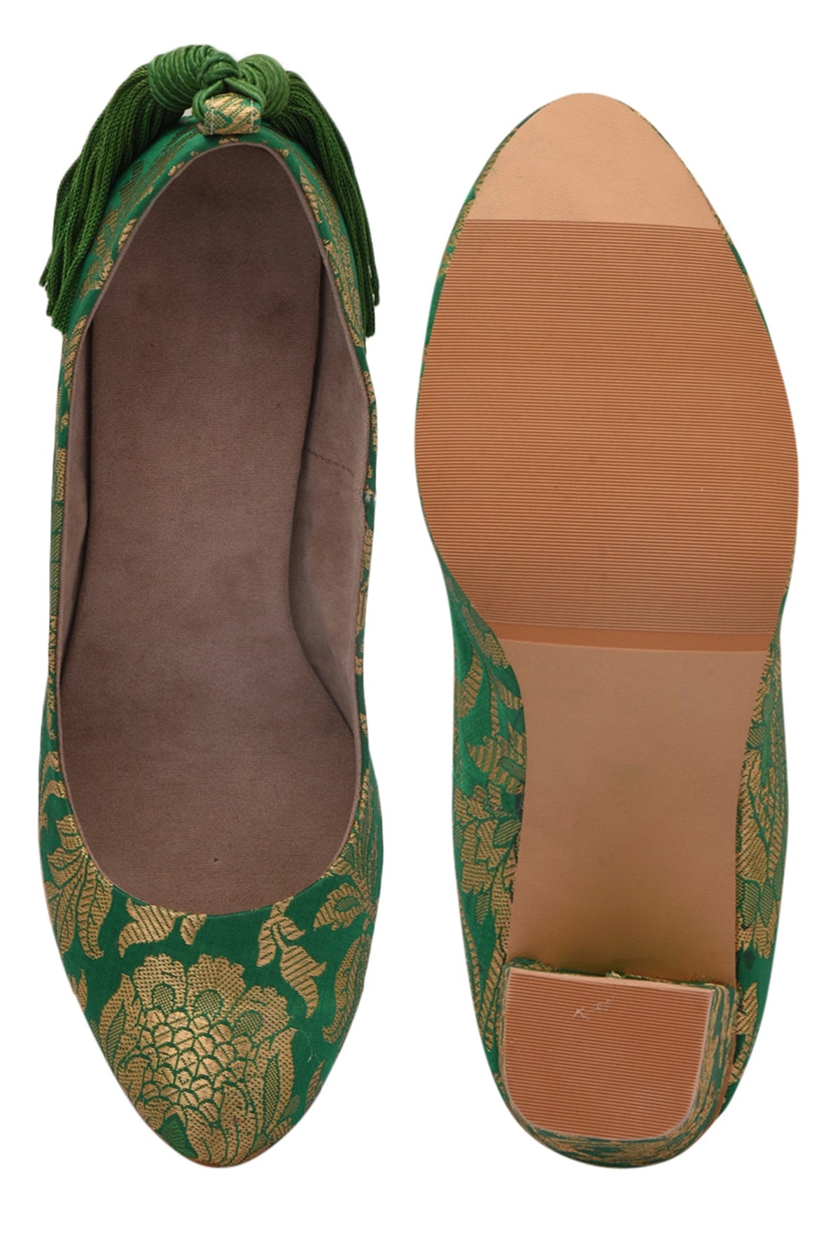 Green Brocade Block Heel サイズ EU35