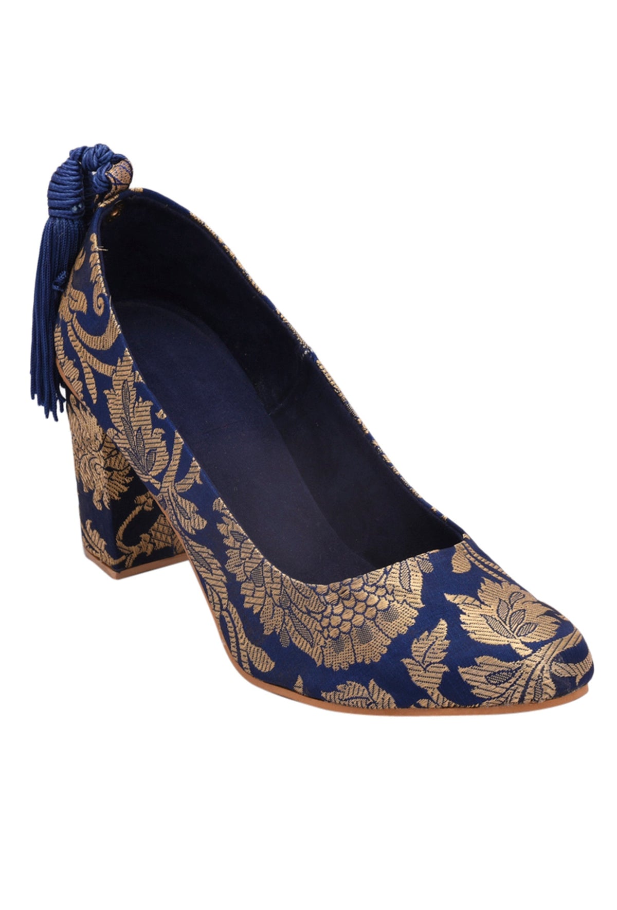 Blue Brocade Block Heel サイズ EU38