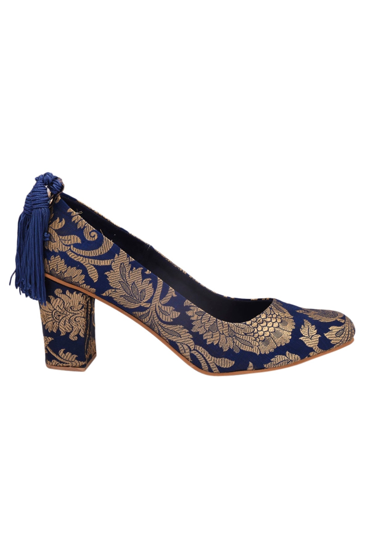 Blue Brocade Block Heel サイズ EU38