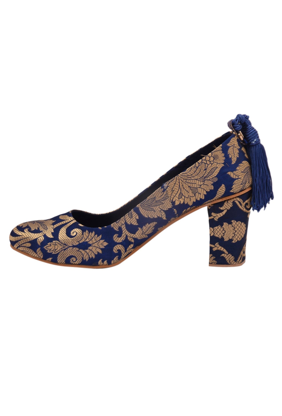 Blue Brocade Block Heel サイズ EU35