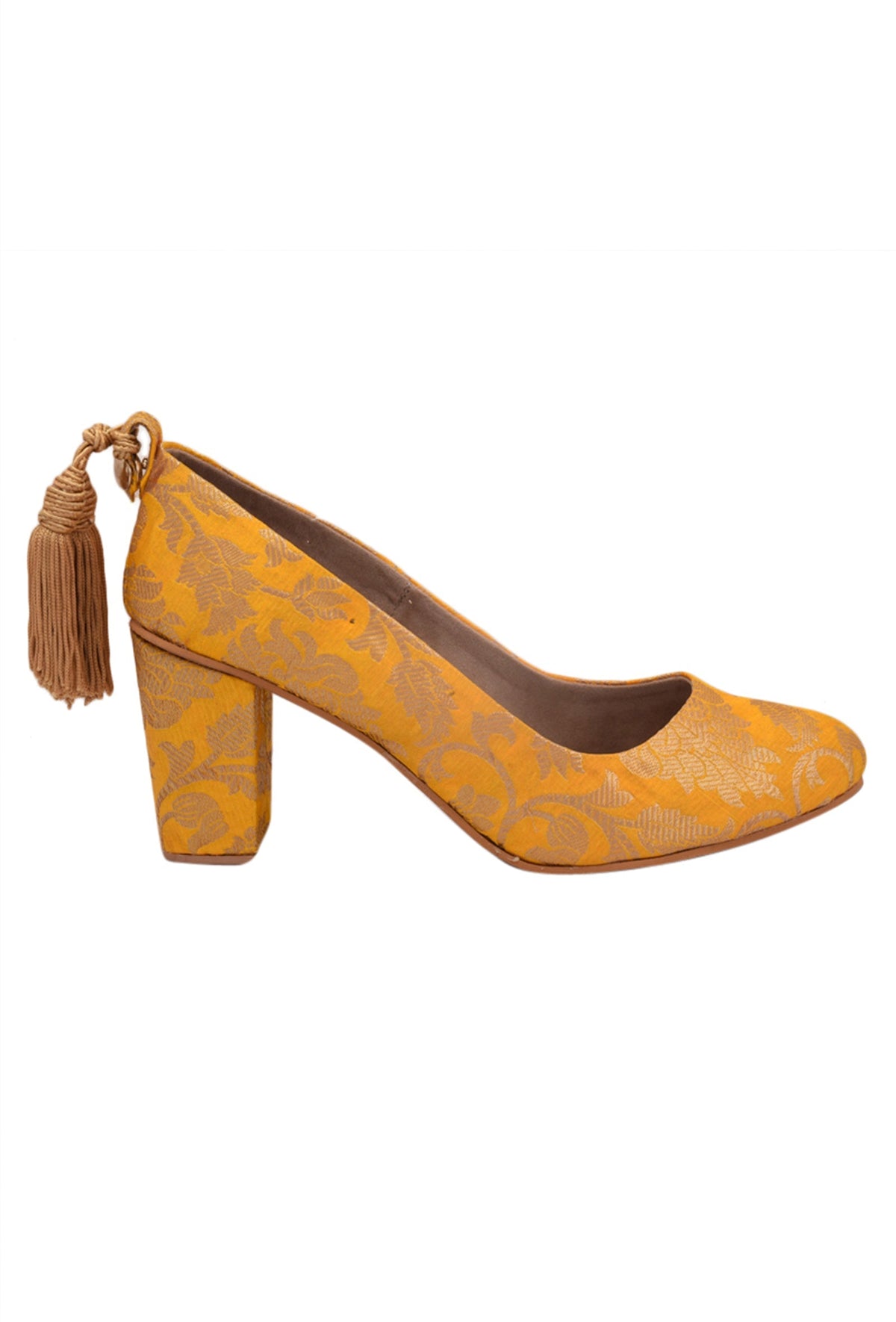 Yellow Brocade Block Heel サイズ EU37