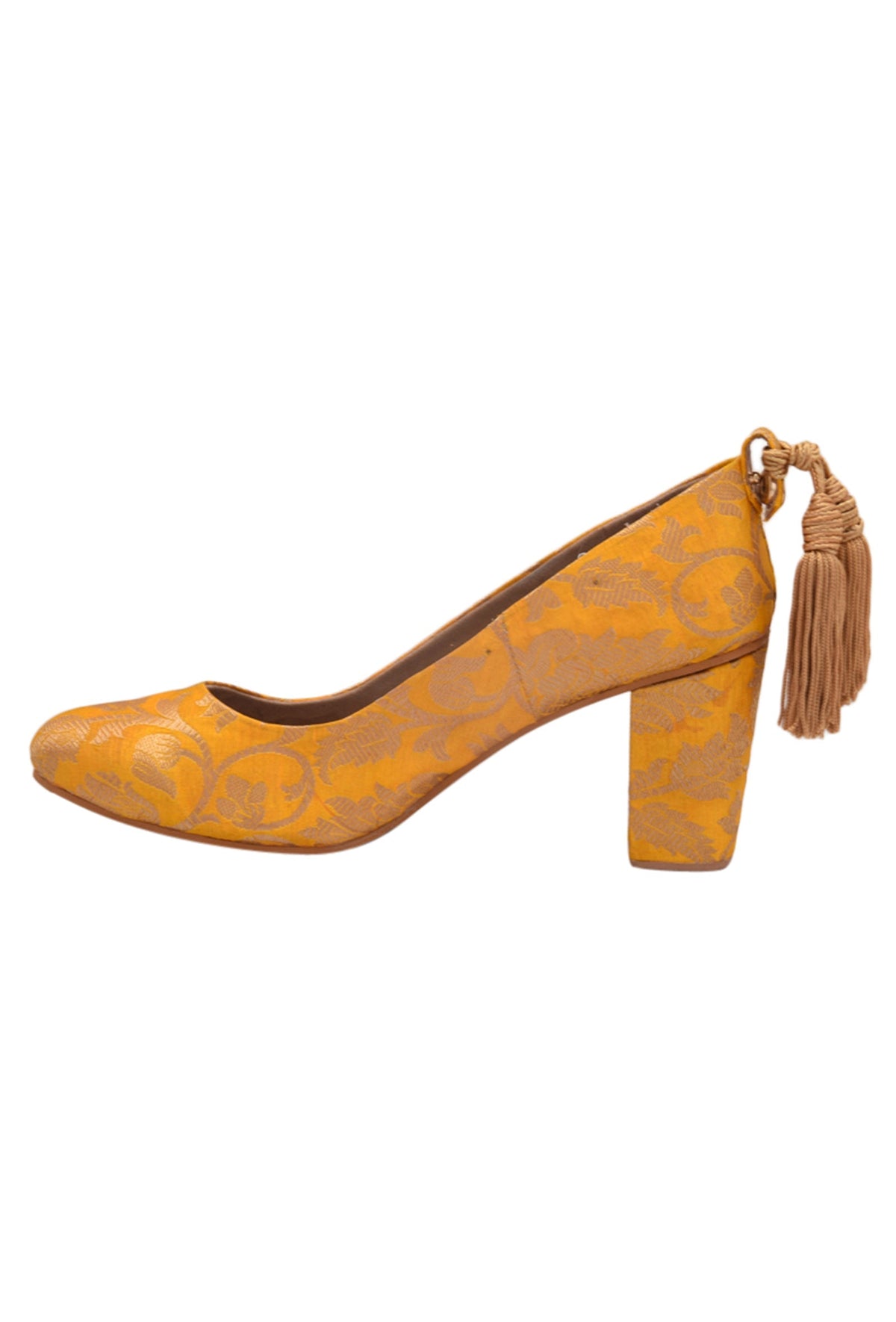 Yellow Brocade Block Heel サイズ EU41
