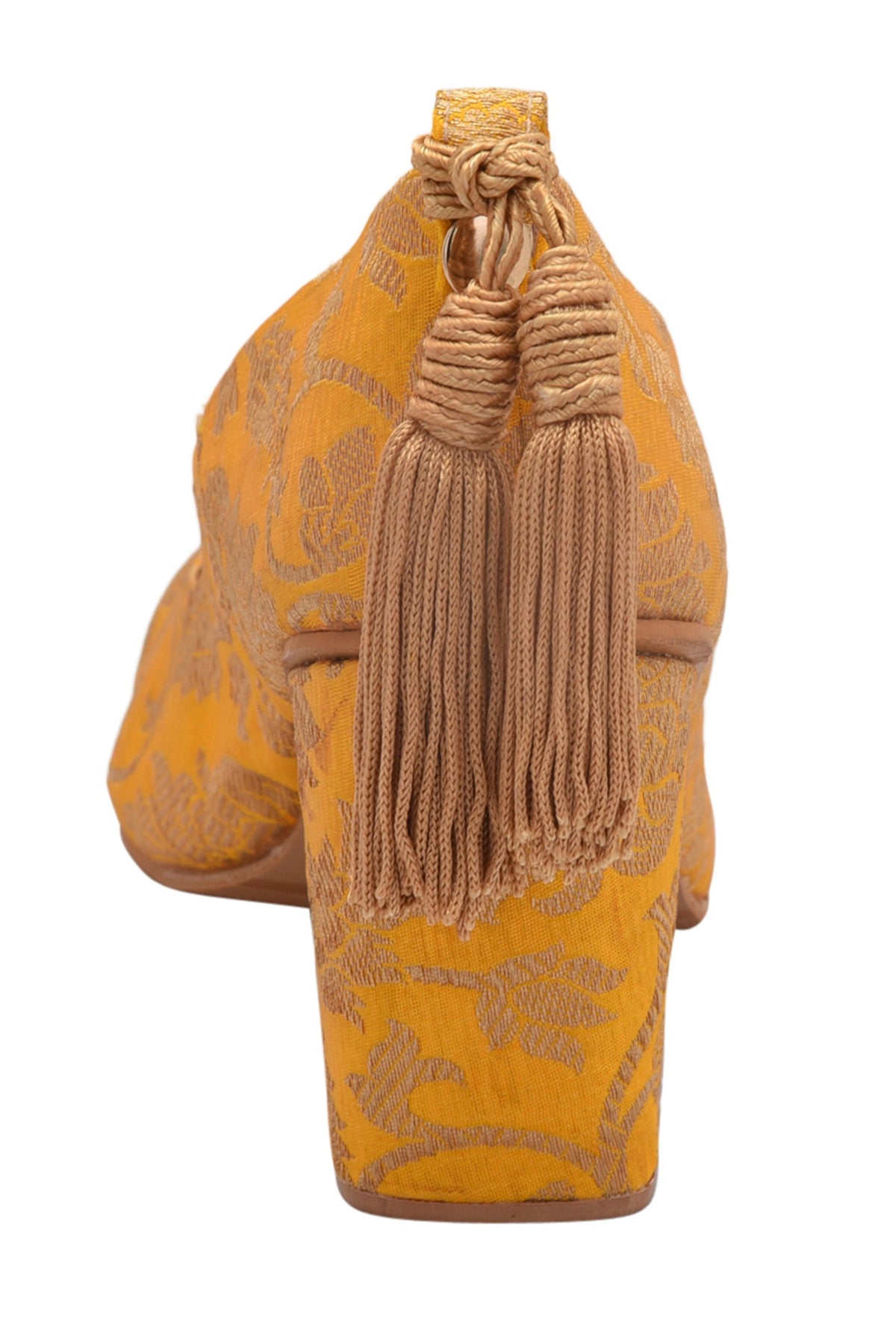 Yellow Brocade Block Heel サイズ EU41