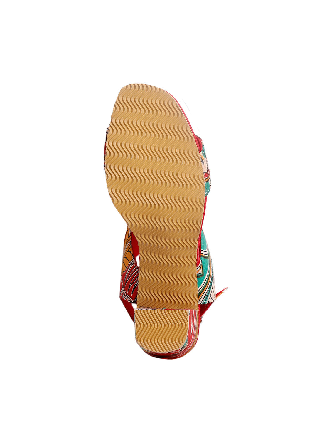 Red Cotton Kalamkari Strappy Block Heels サイズ EU40