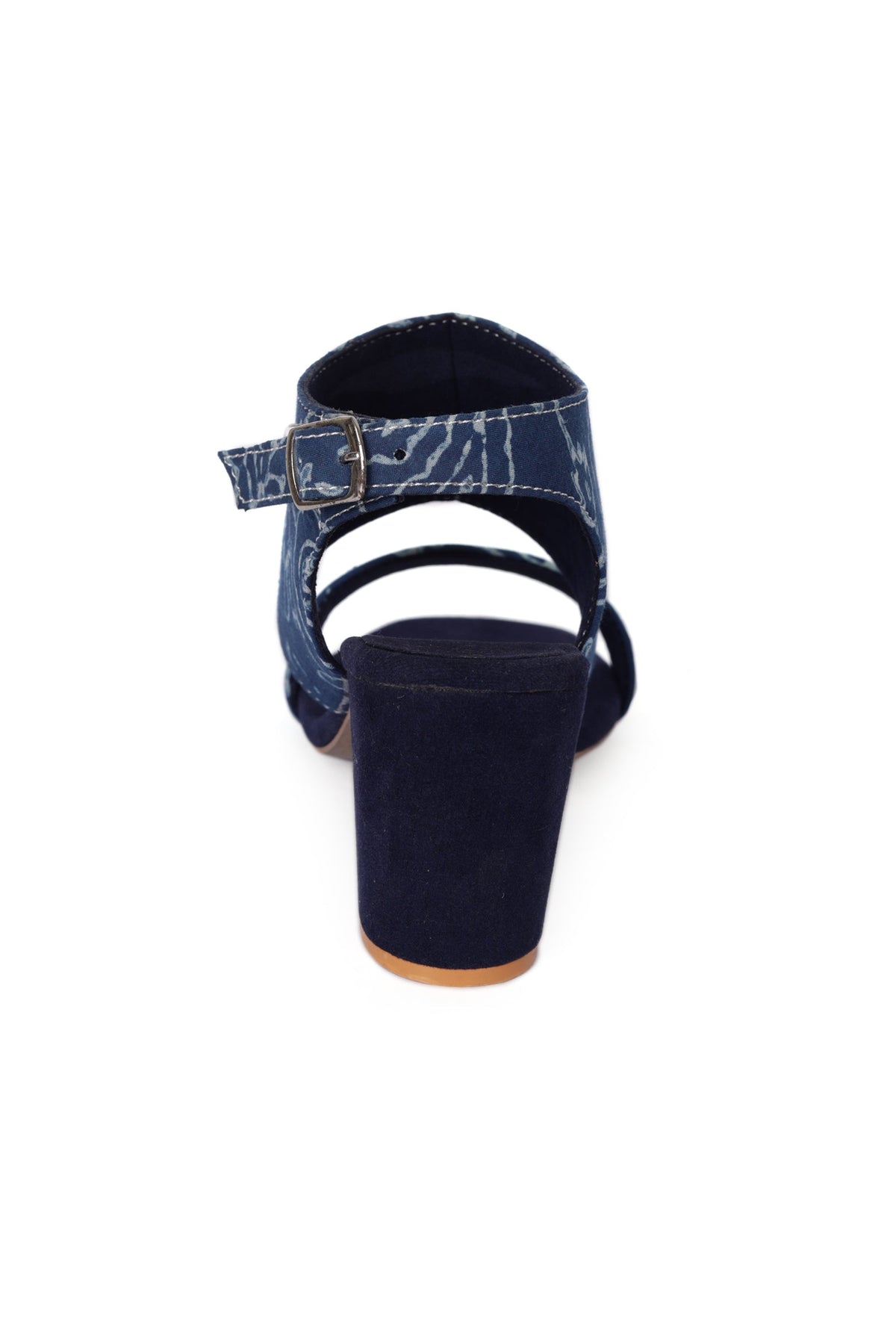 Indigo Floral Cotton Strappy Block Heels サイズ EU38