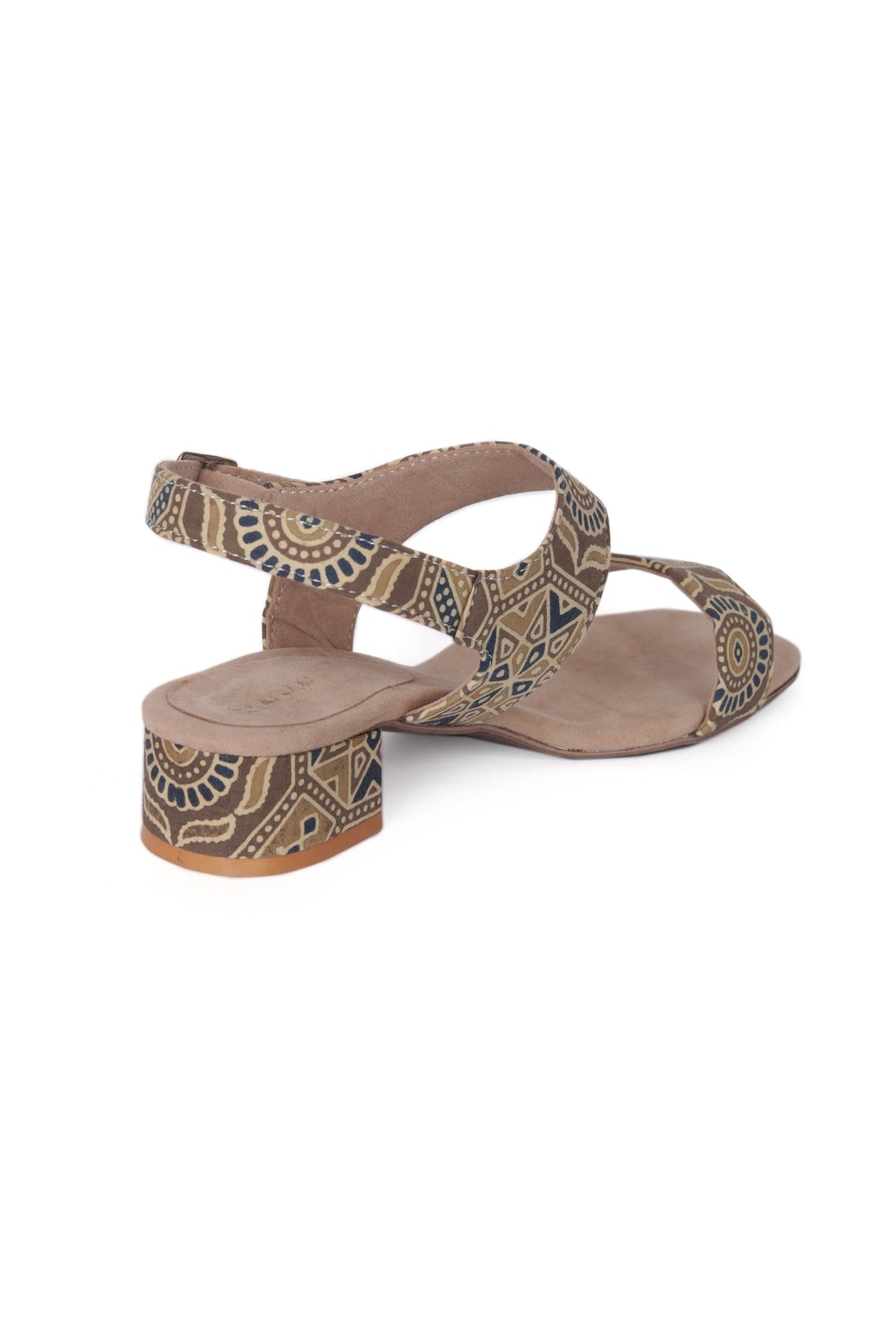 Cream Cotton Ajrakh Strappy Block Heels サイズ EU36