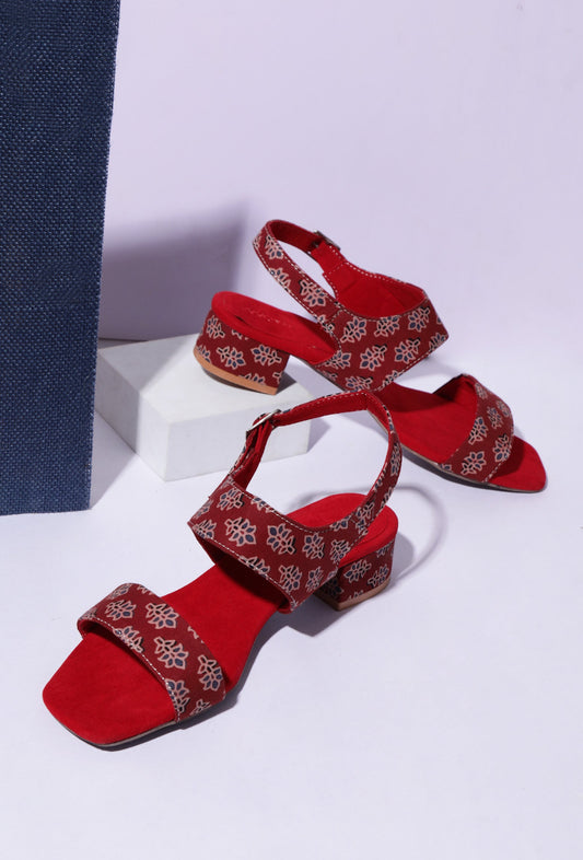 Blooms in Harmony Red Ajrakh Heels サイズ EU38
