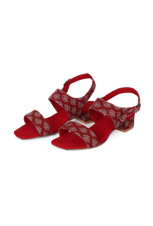 Blooms in Harmony Red Ajrakh Heels サイズ EU38