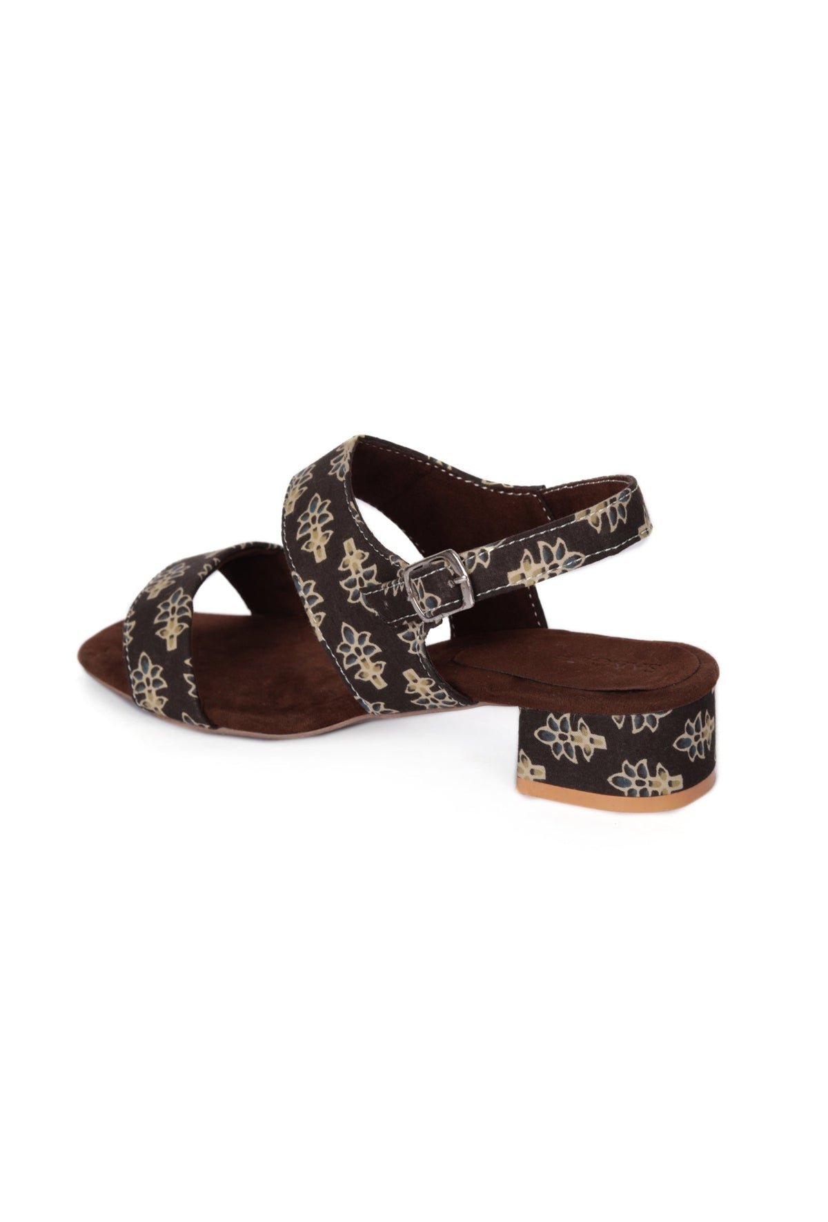 Brown Cotton Ajrakh Strappy Block Heels サイズ EU39
