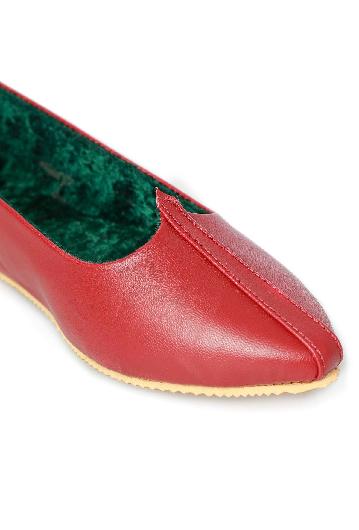 Maroon Cruelty-Free Leather Juttis サイズ EU38