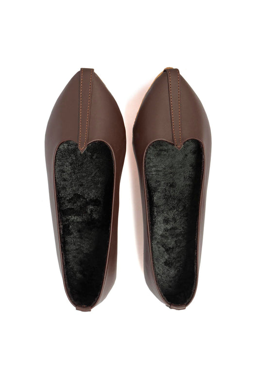 Chocolate Brown Cruelty-Free Leather Juttis サイズ EU38