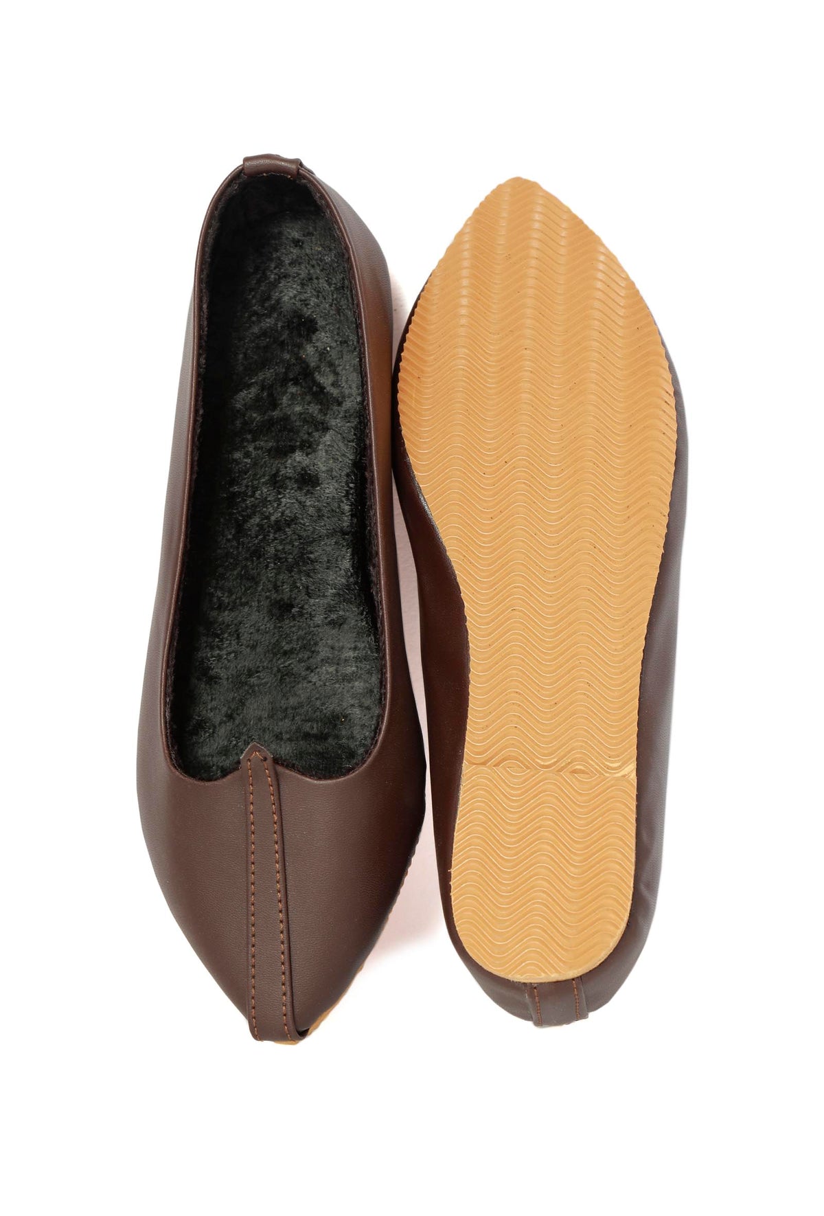 Chocolate Brown Cruelty-Free Leather Juttis サイズ EU36