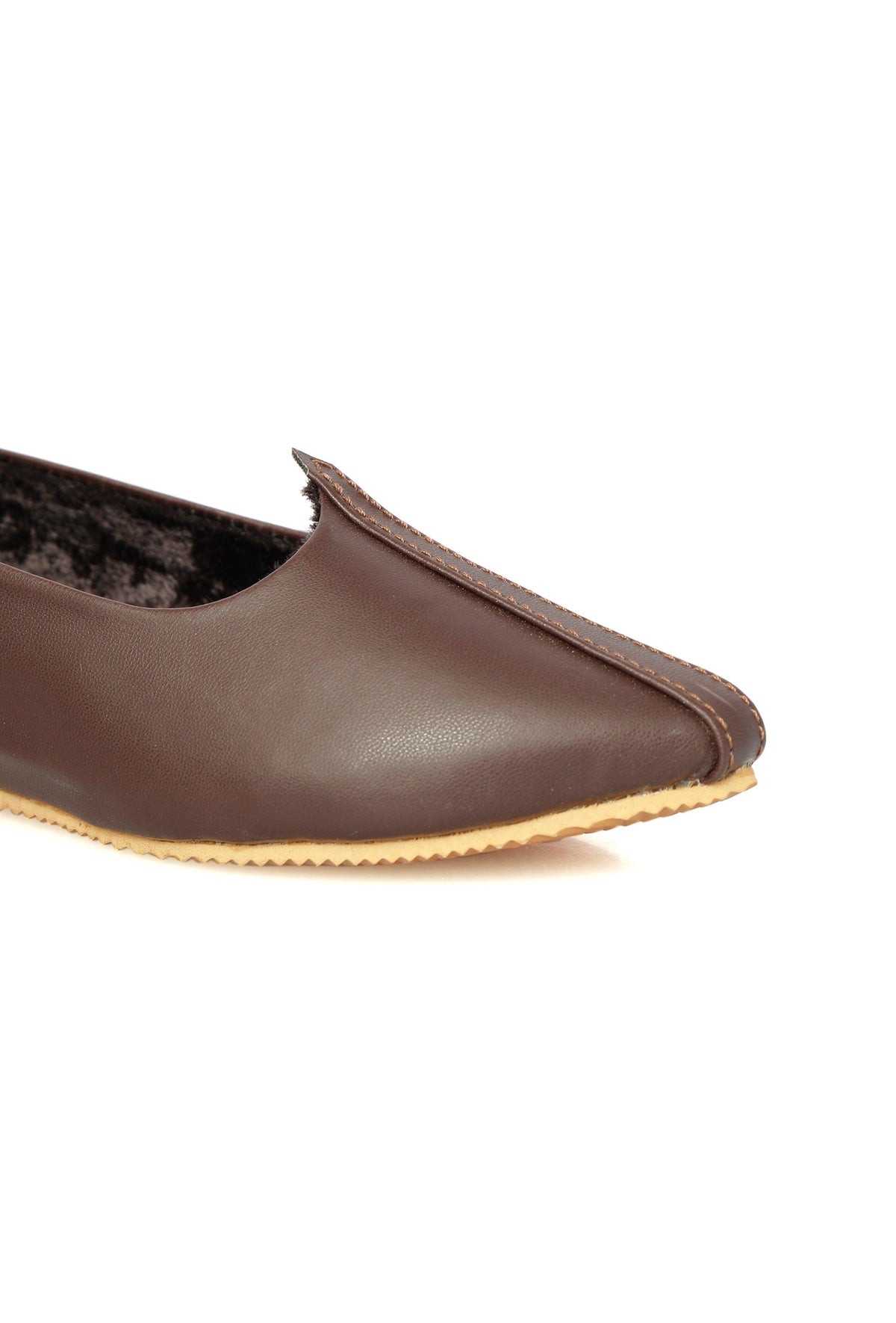 Chocolate Brown Cruelty-Free Leather Juttis サイズ EU41